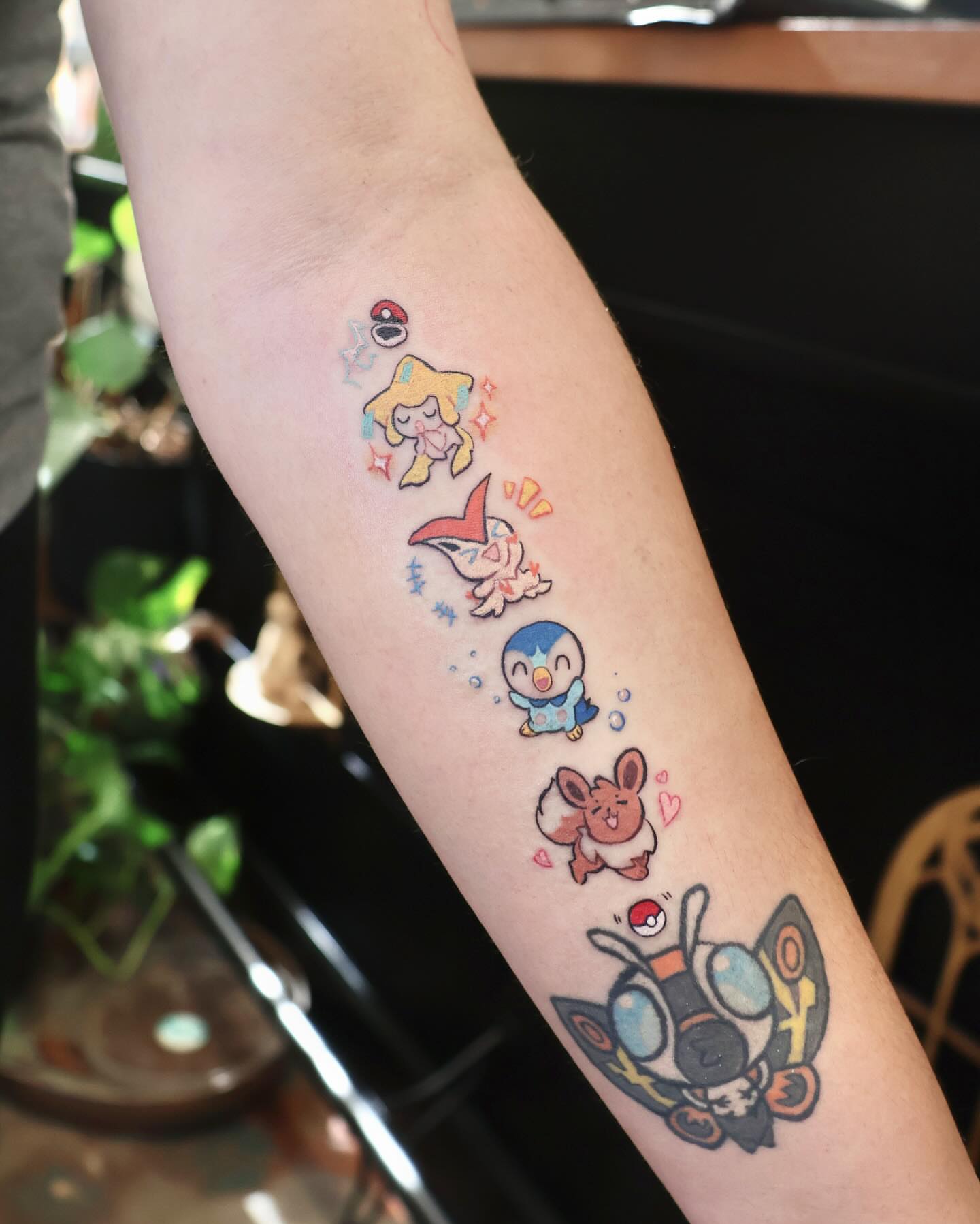 Pokemon characters dotwork tattoo on the forearm by ๐๐๐โฆ้ชๆขจ๐