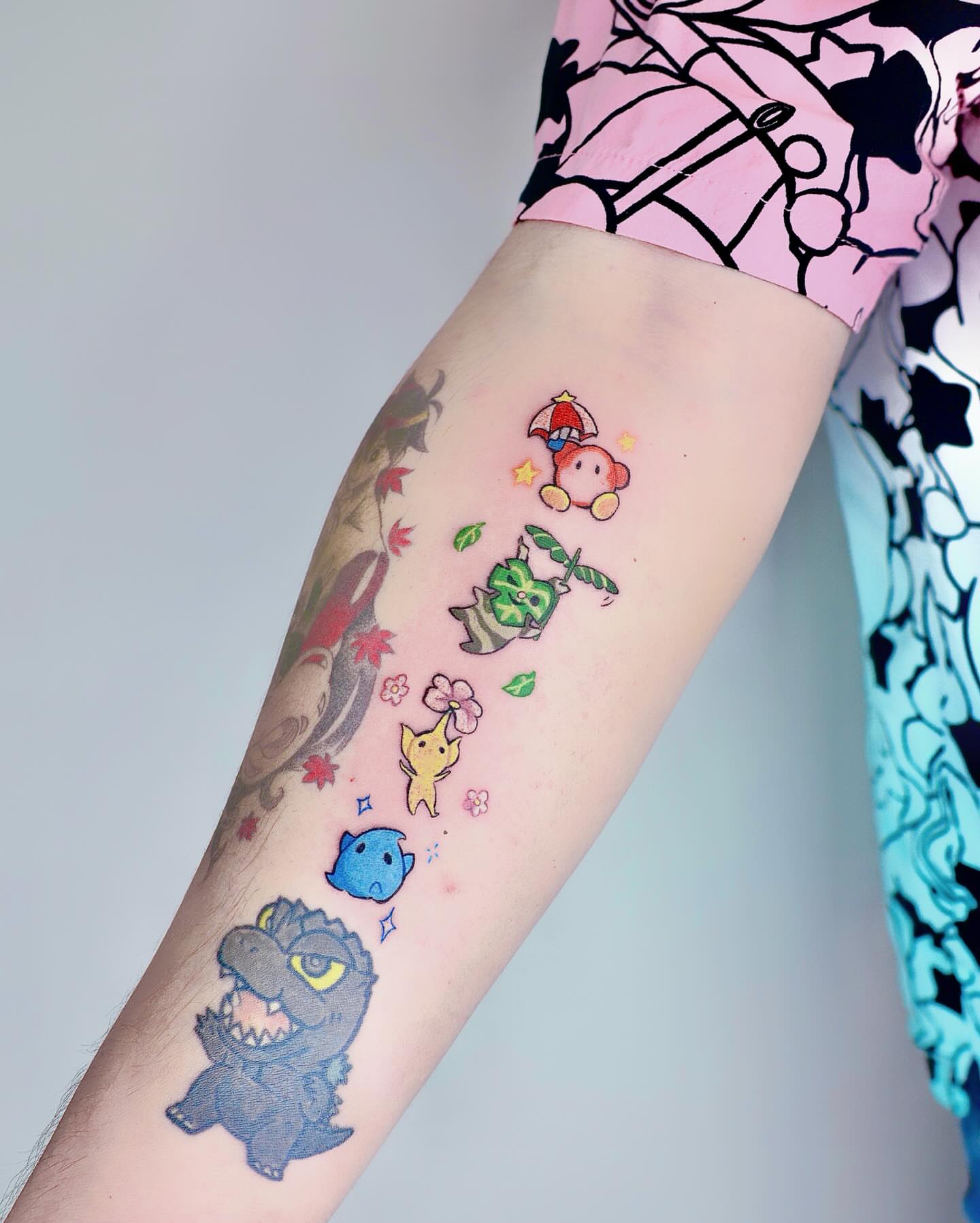 Tattoo by @snowypear_tat — dotwork, anime