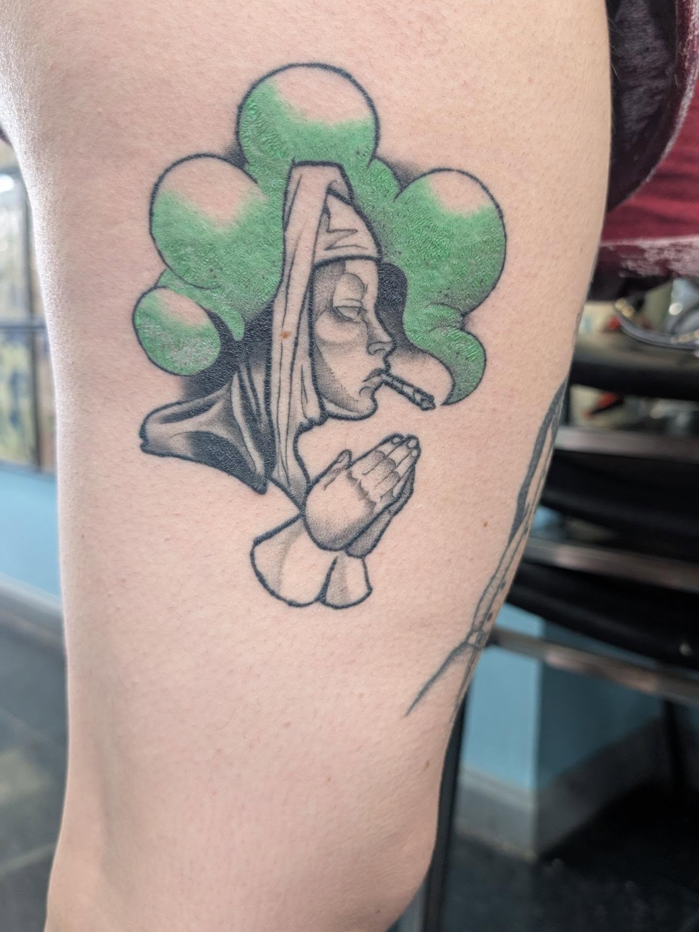 Joker black and grey tattoo on the forearm by norn noszka