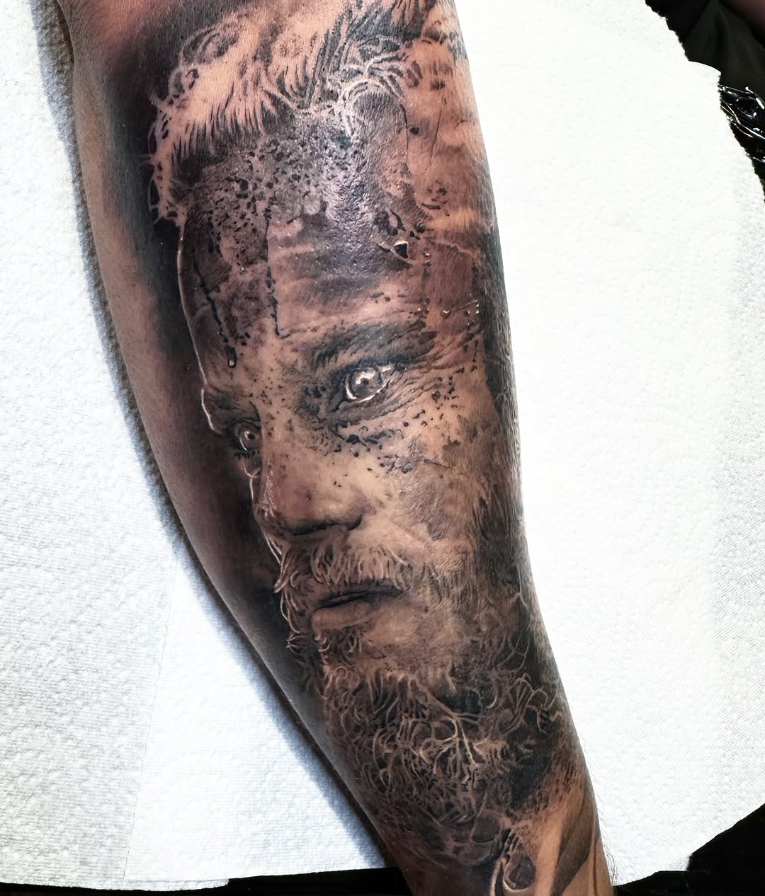 Tattoo by @rikkileetattoo — realism, black_and_grey