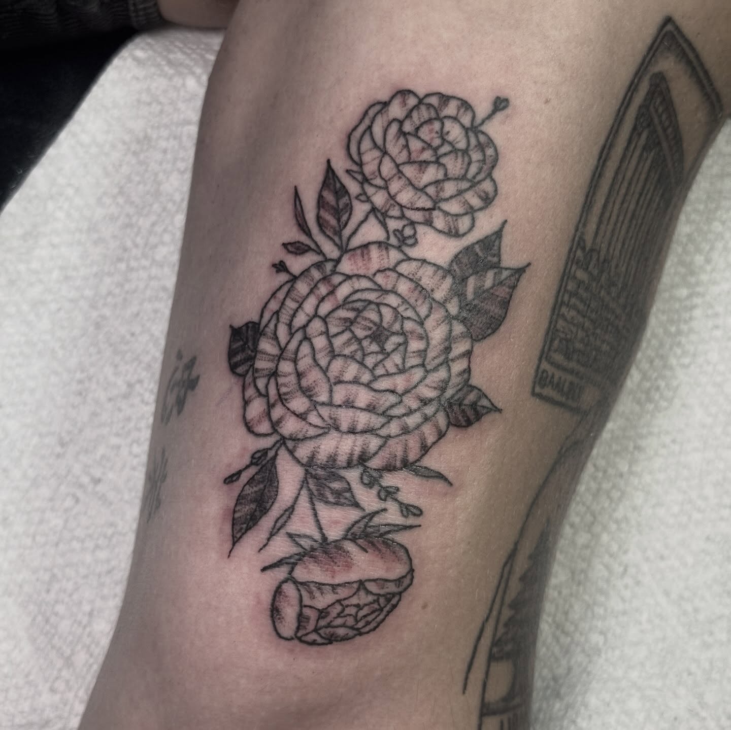 Roses black and grey tattoo on the forearm by Mtctattoos