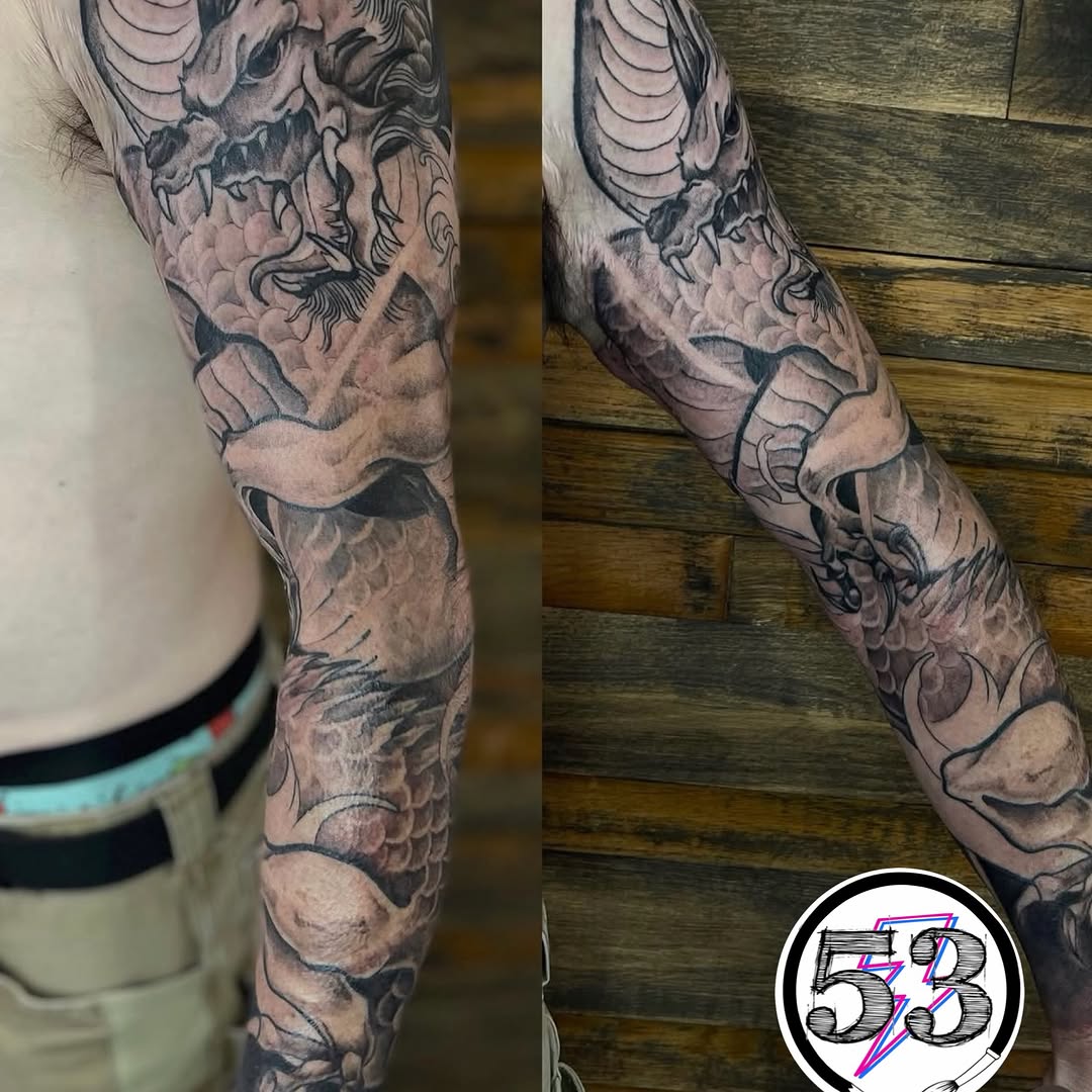 Tattoo by @shop53tattoostudio — japanese_irezumi, black_and_grey