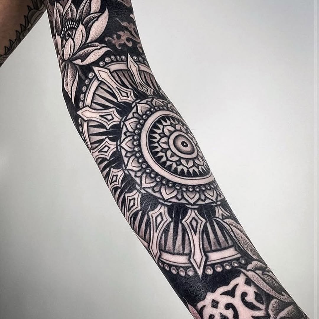 Tattoo by @ariesrhysing — geometric, black_and_grey