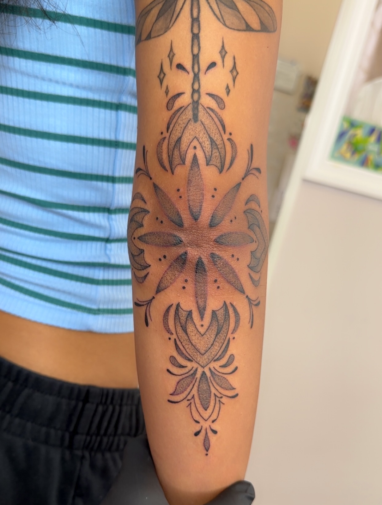 Mandala dotwork tattoo on the forearm by NuNu