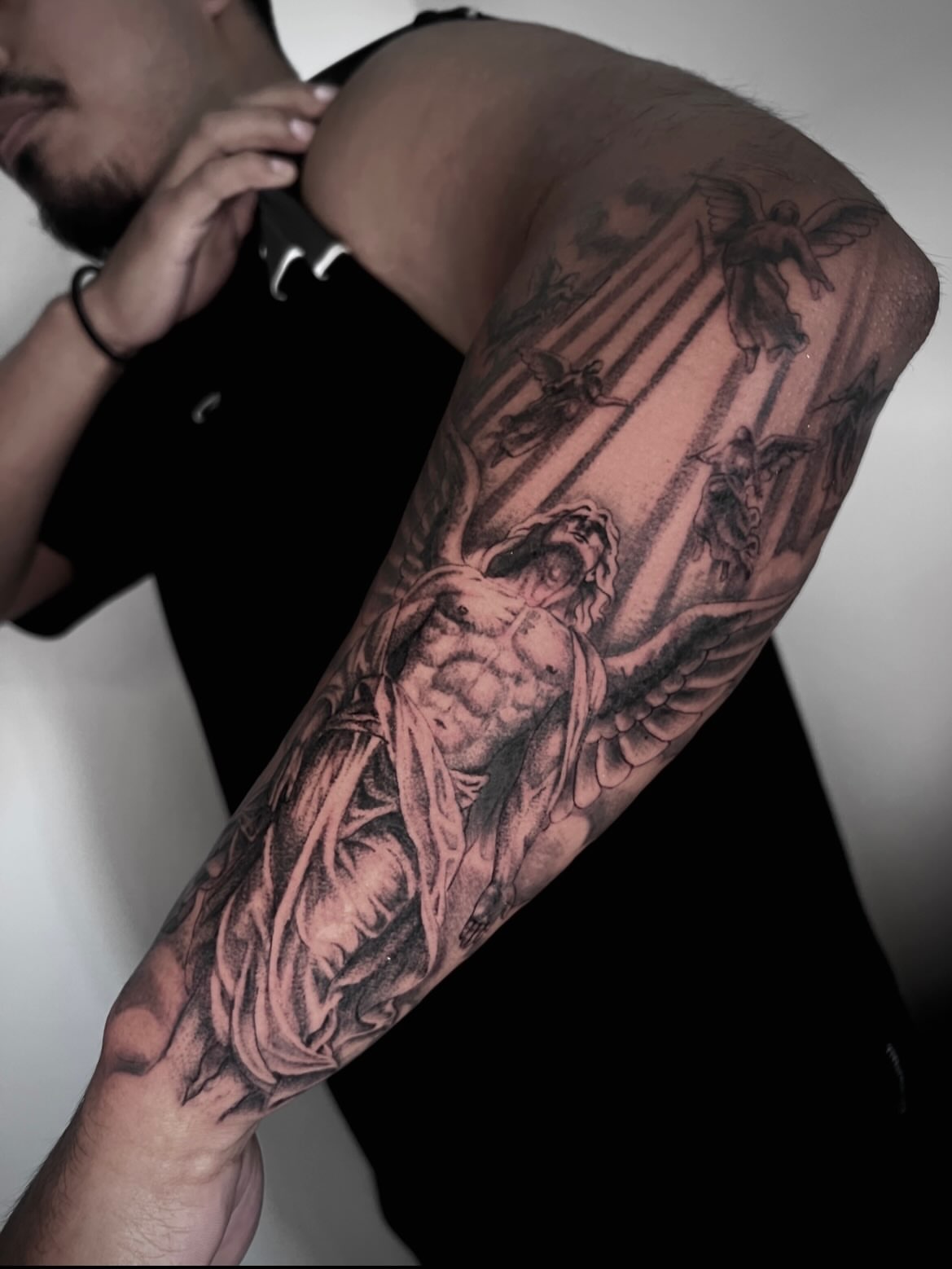 Angelic figure realism tattoo on the forearm by ππππππ ππππππ - ππππ‘ππ₯ ππ¨π₯π’πππ«π’π¨π¬ π΅π
