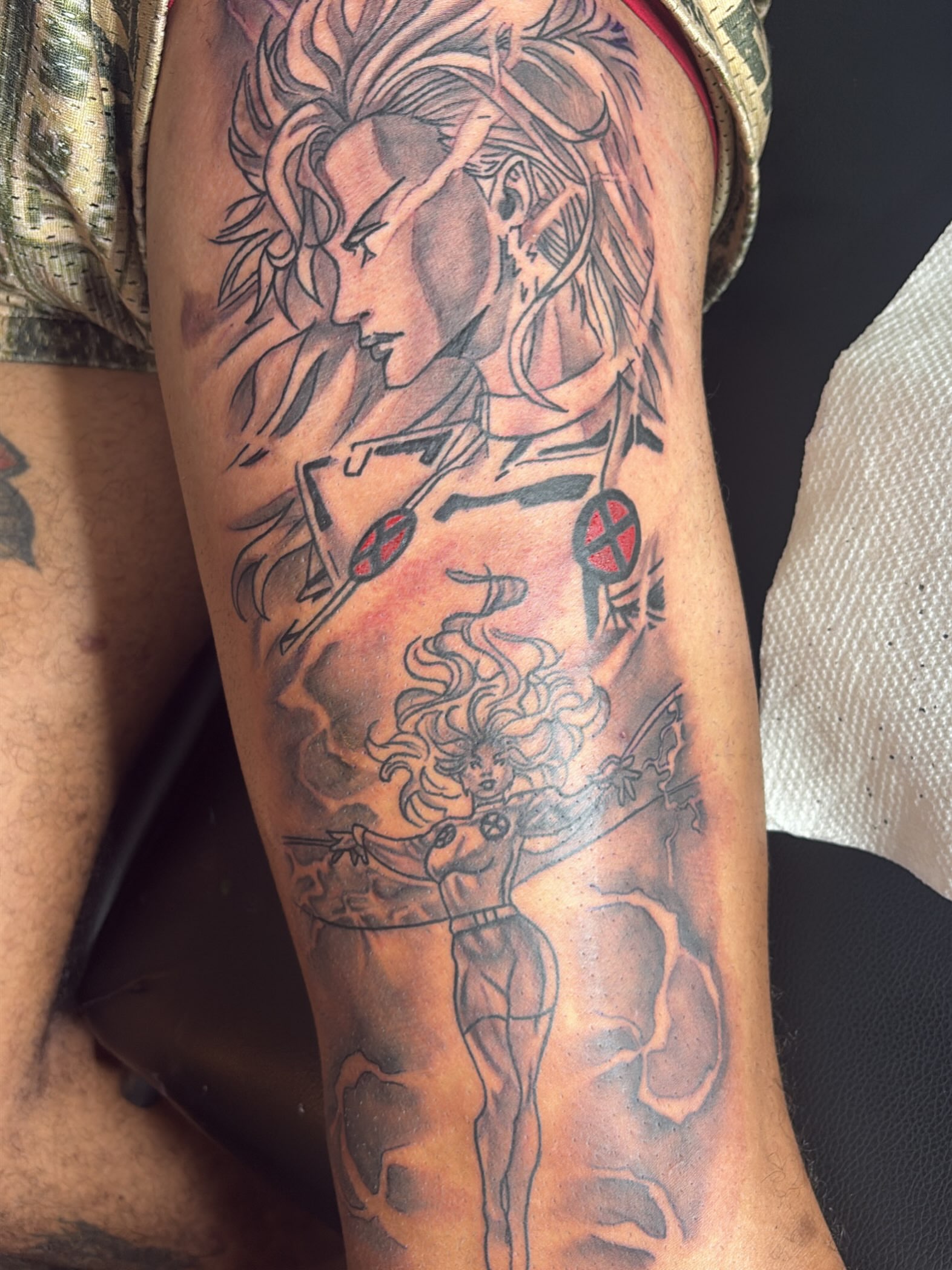 Tattoo by @moninkdit — anime, black_and_grey