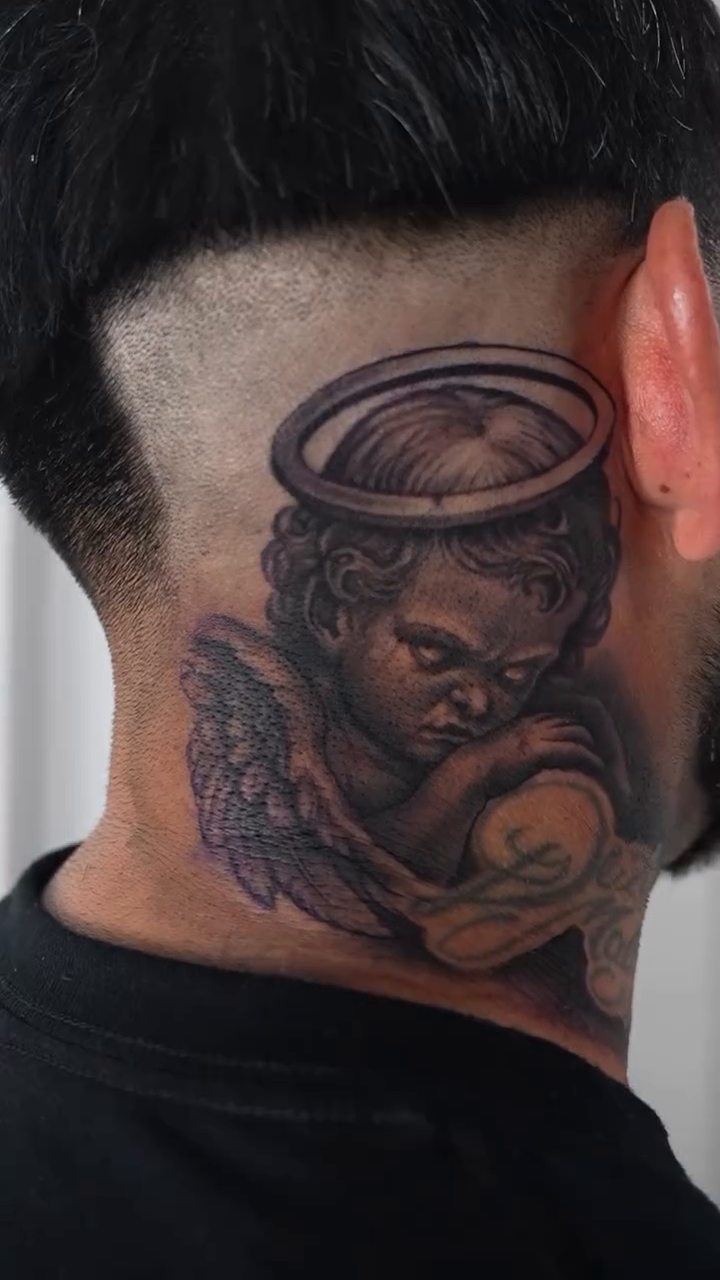 Tattoo by @bornrebel_tattoos — realism, black_and_grey