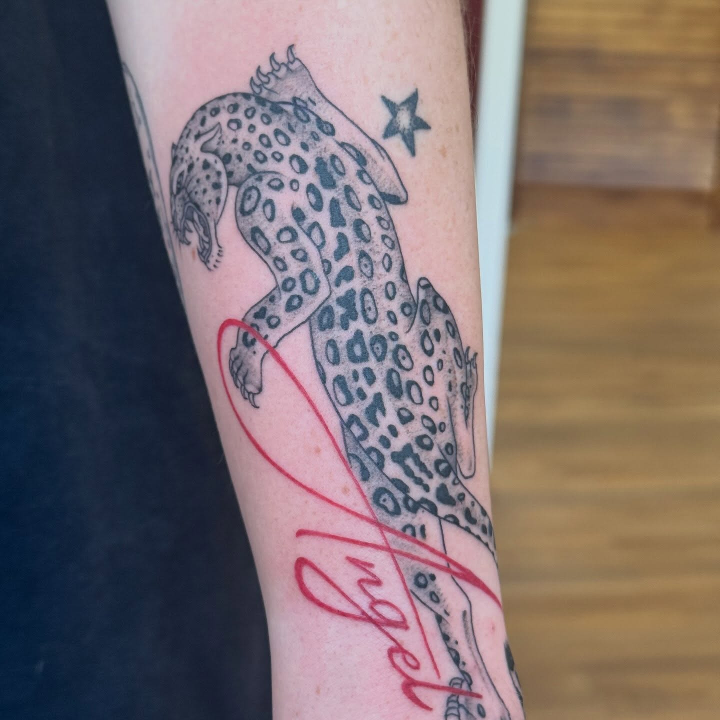 Tattoo by @luckyloutattoos — black_and_grey