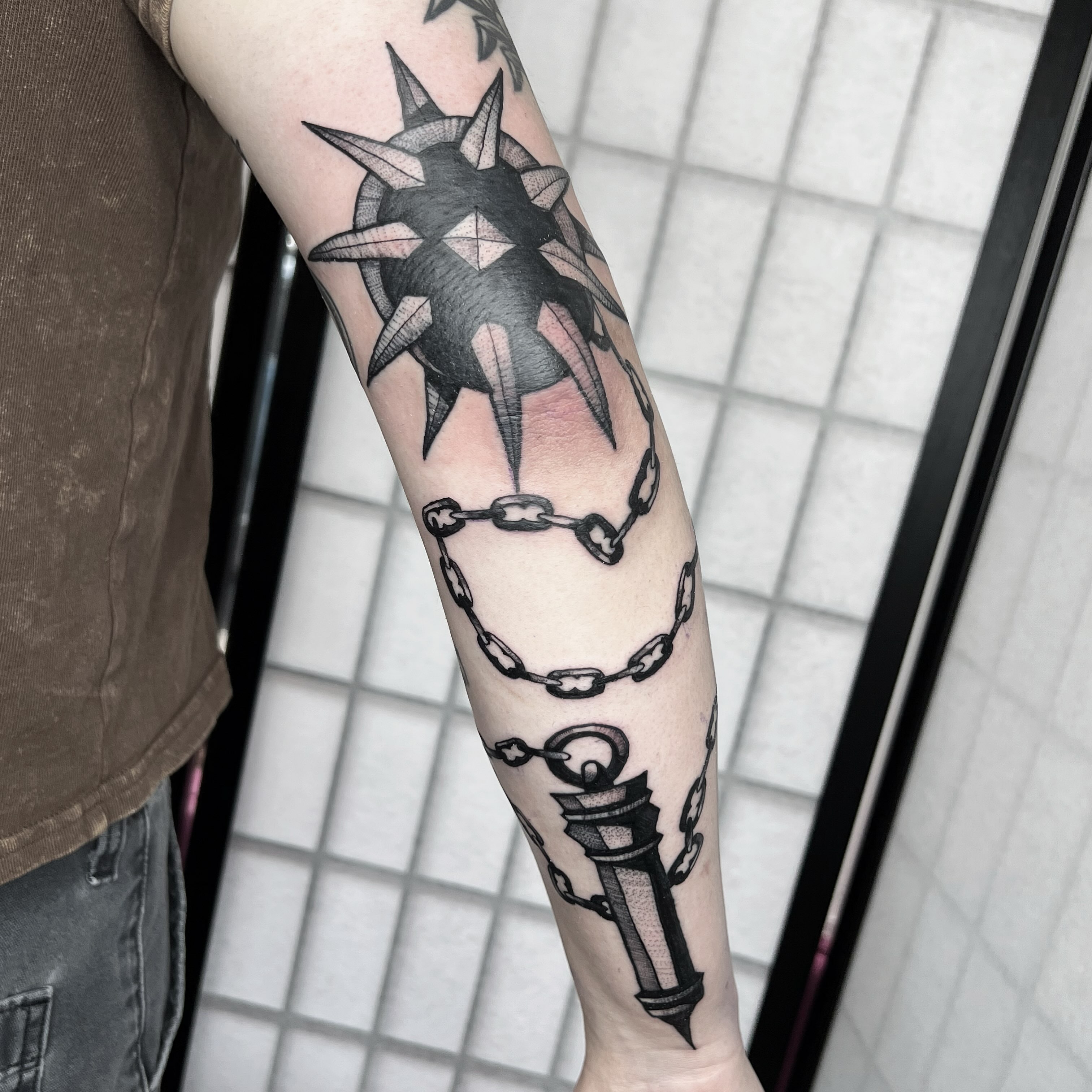 Tattoo by @themeganclifton — black_and_grey, geometric