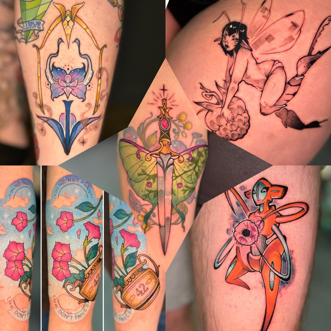 Tattoo by @crownandcrowtattoo — new_school, watercolor