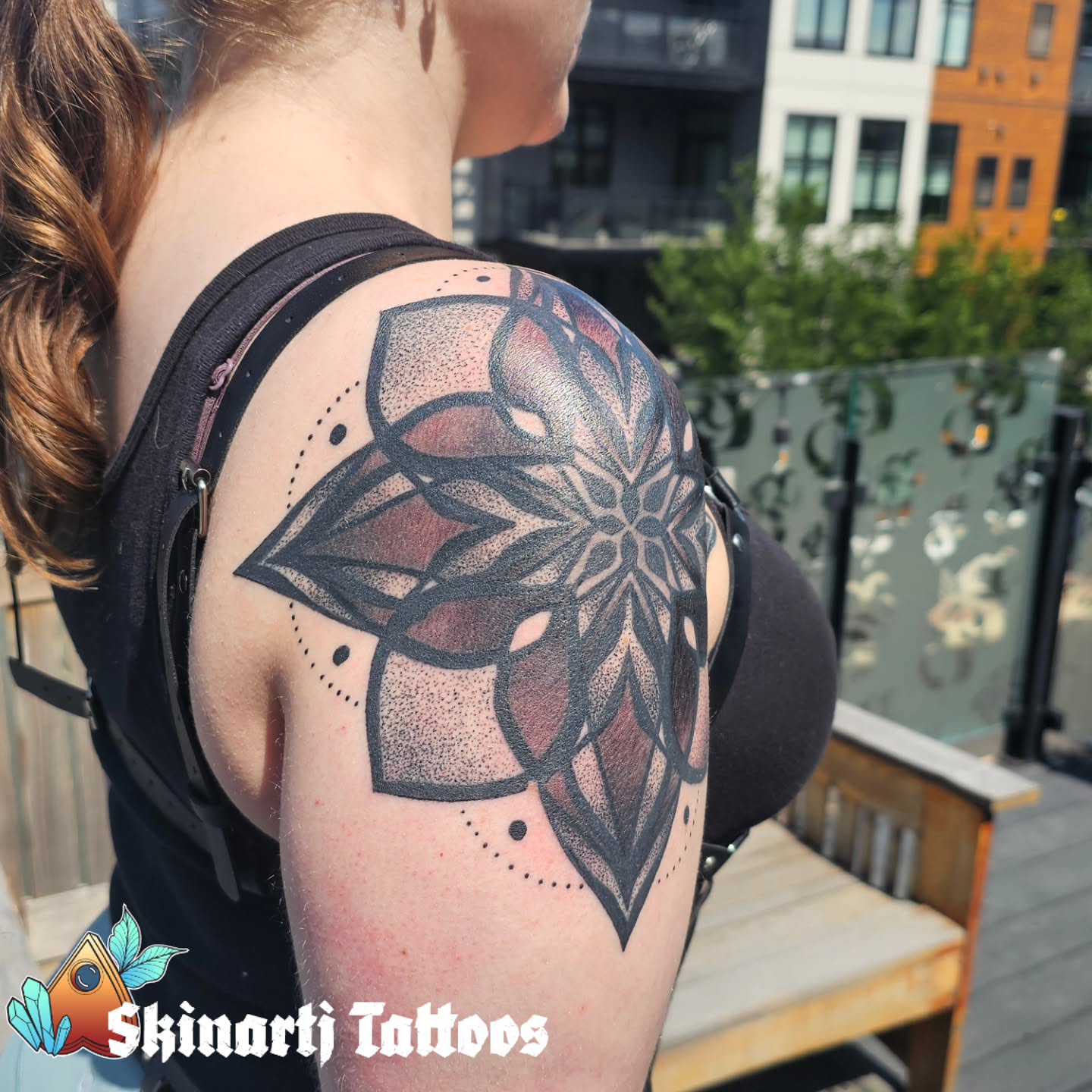 Tattoo by @skinartj — dotwork, geometric