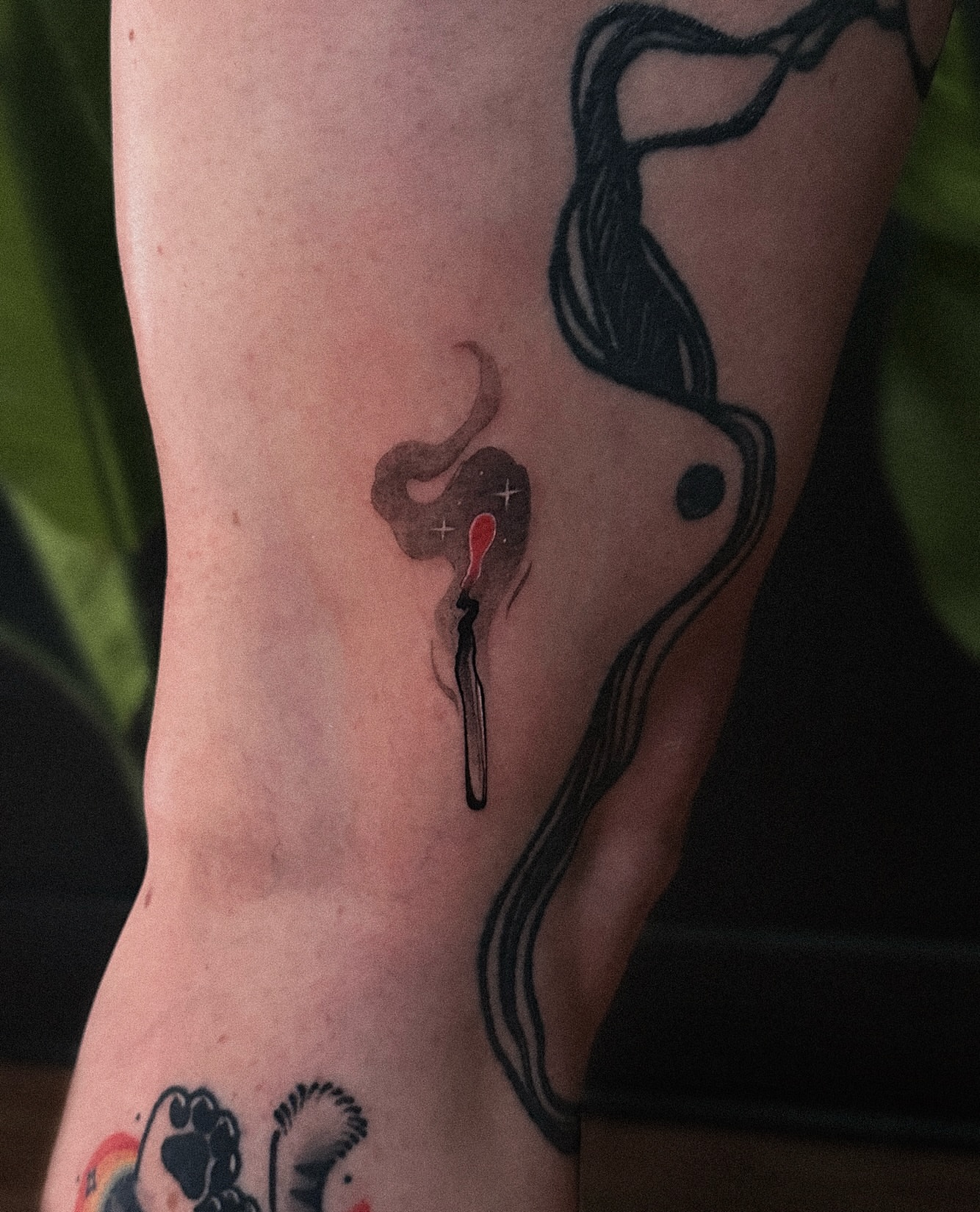 Abstract figure dotwork tattoo on the forearm by Tattoo Artist 👩🏻‍🎨 ATX