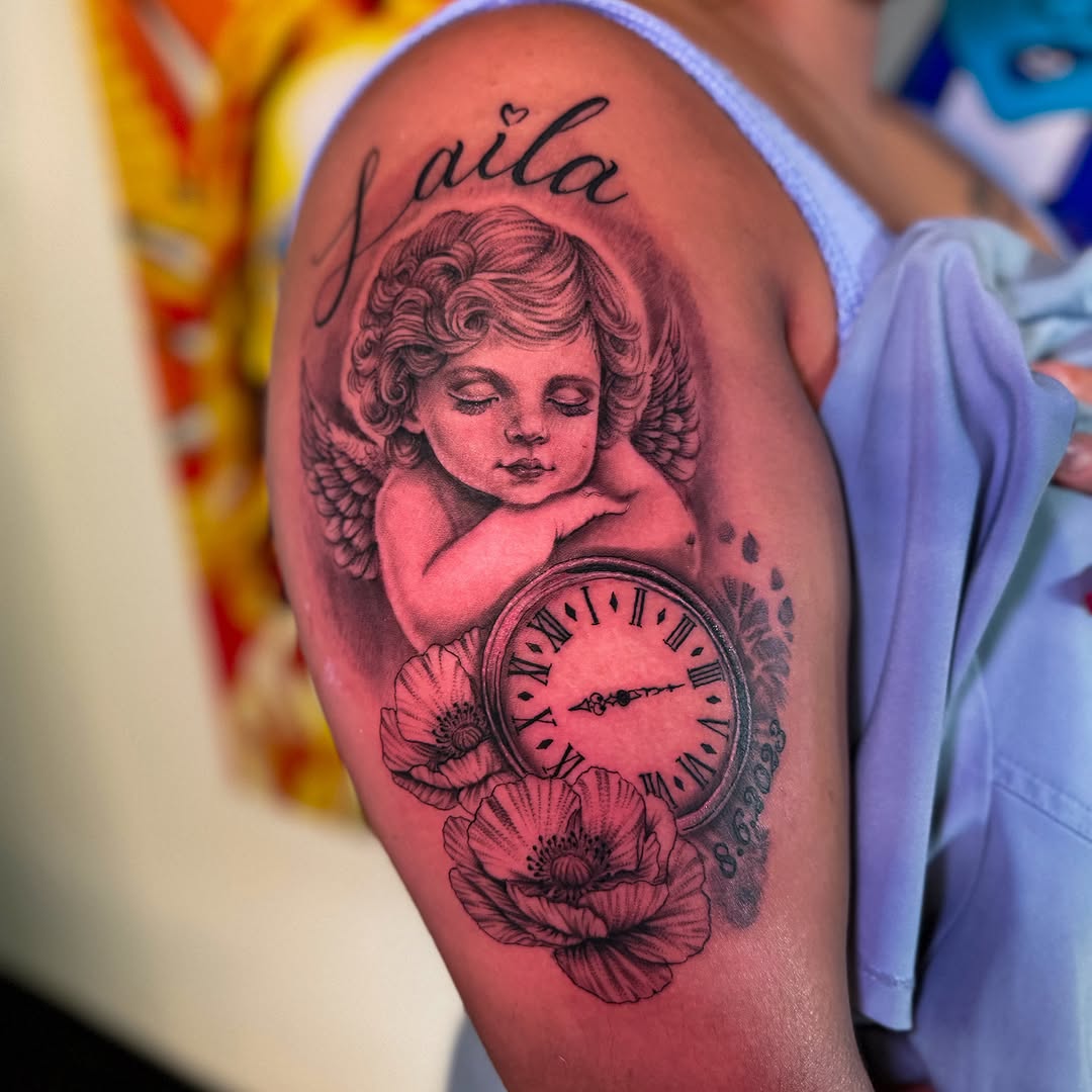 Tattoo by @chicanatattoos — black_and_grey, realism