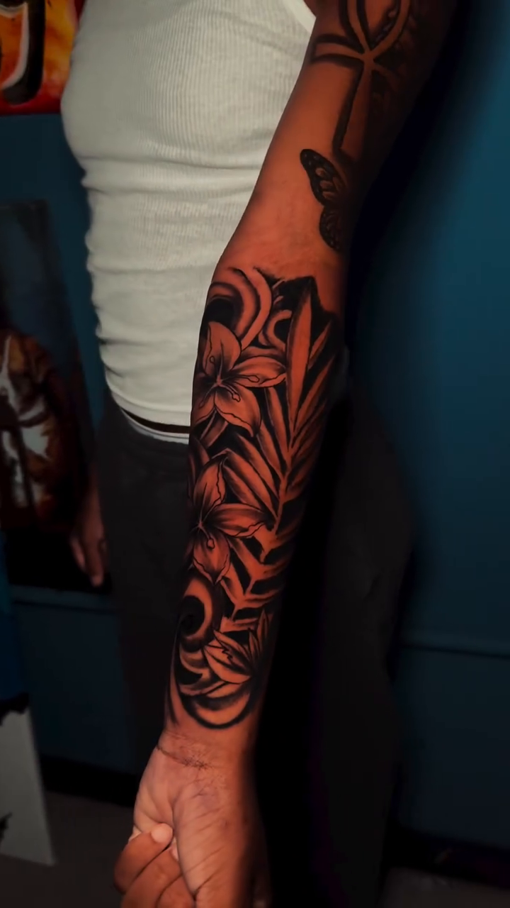 Floral and ornamental sleeve japanese irezumi tattoo by Dope
