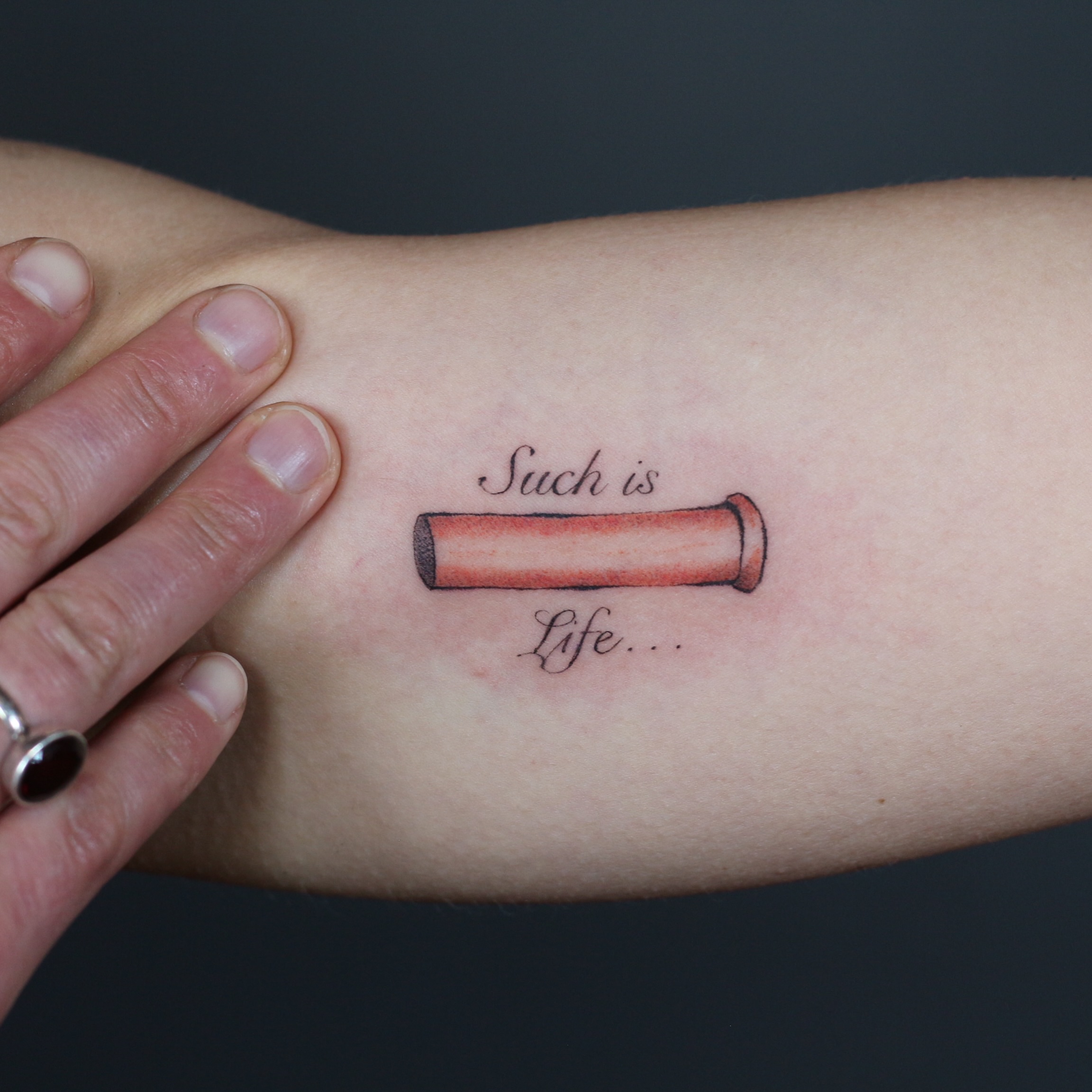Telescope watercolor tattoo on the forearm by Stephany Victorine