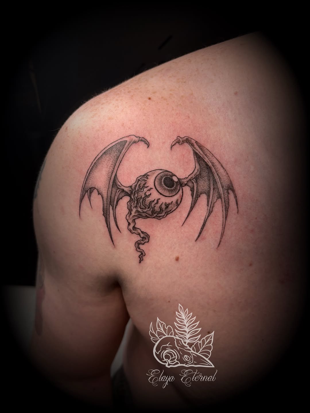 Tattoo by @elaya.tattoo.artistry — black_and_grey, dark_realism