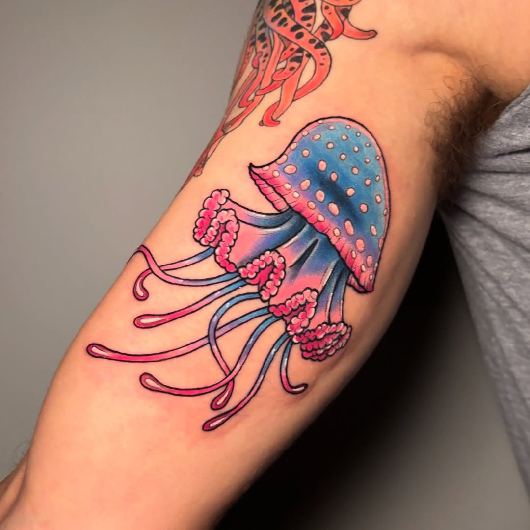Jellyfish dotwork tattoo on the forearm by ✨REiD✨
