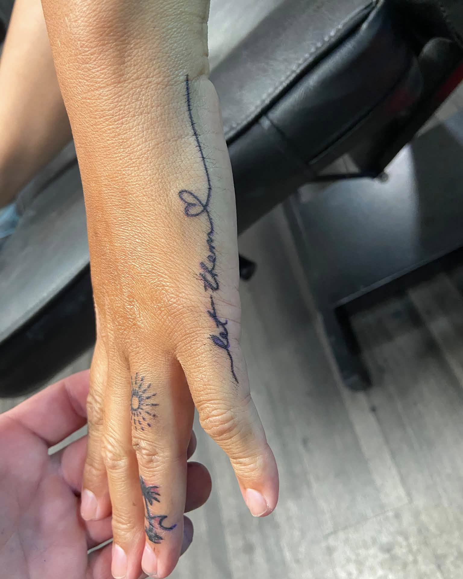 Script lettering lettering script tattoo on the hand by Mike Berry