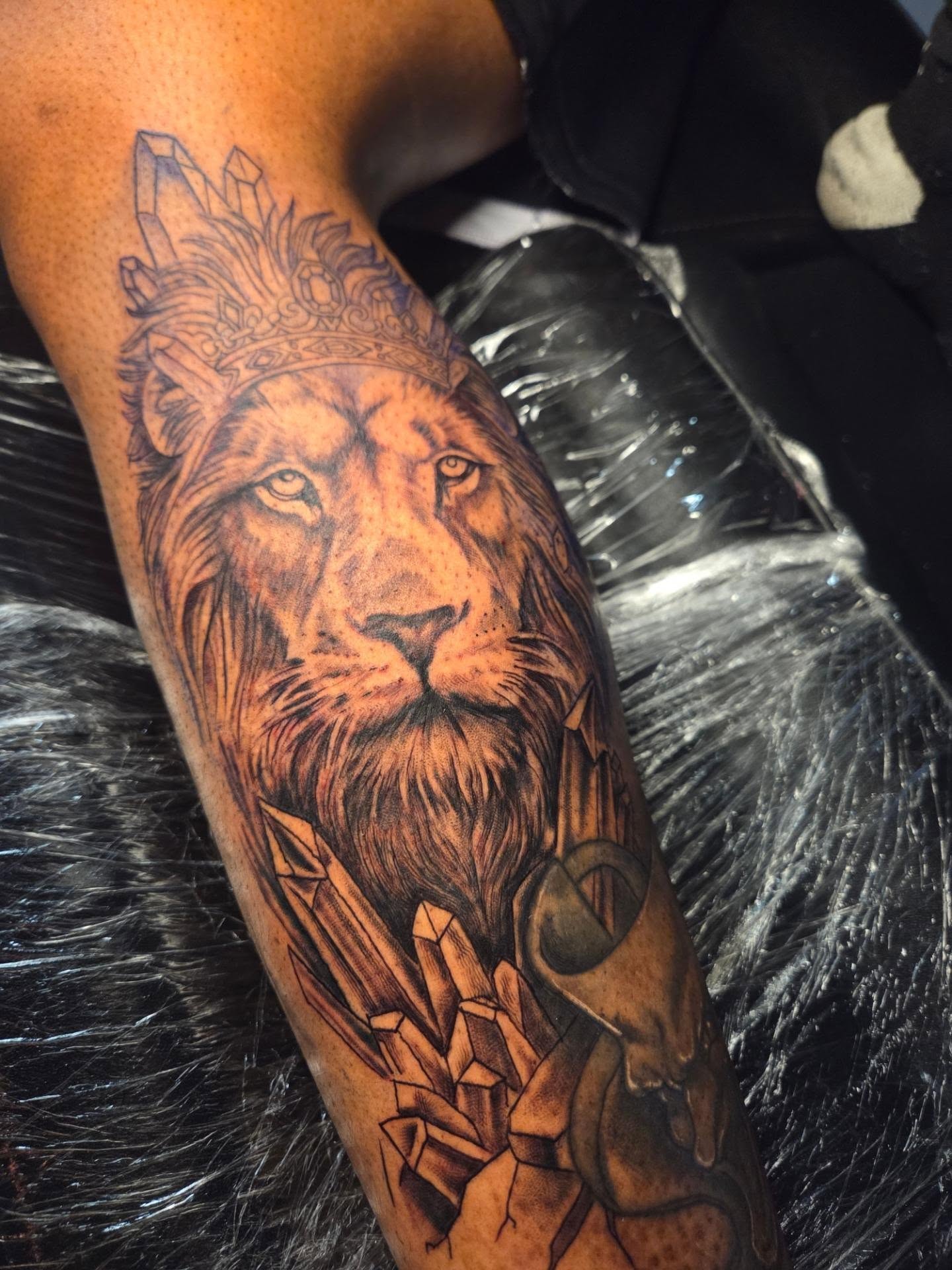 Lion realism tattoo on the forearm by Klazzik Mayfield, Fort Lauderdale, Florida