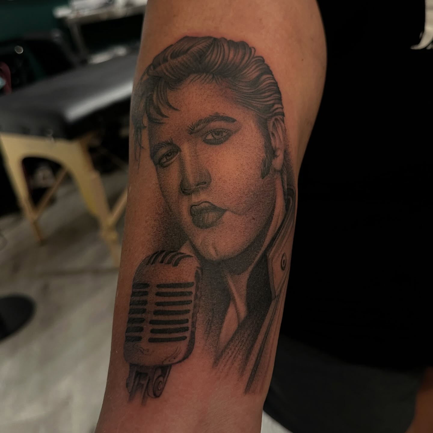 Elvis presley realism tattoo on the forearm by San Diego Tattoo Artist