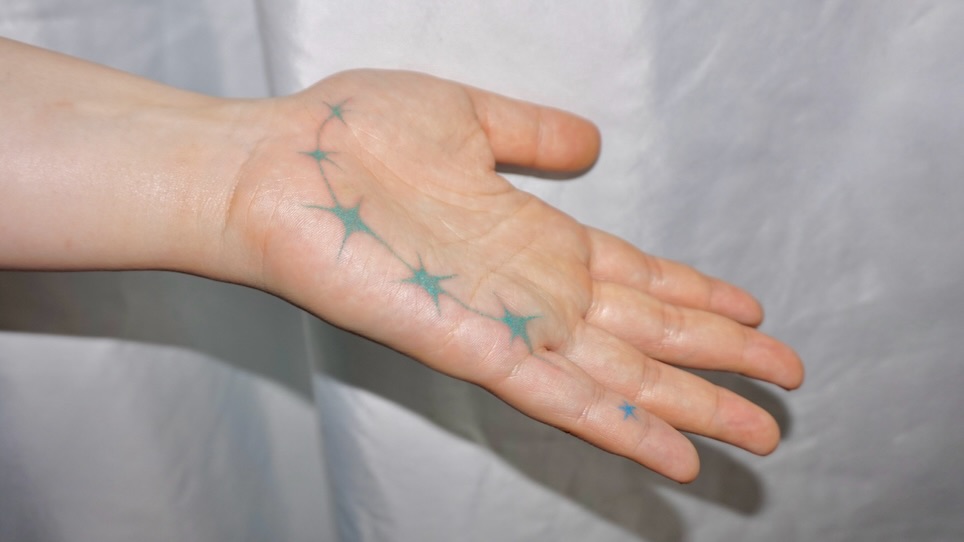 Constellation geometric tattoo on the hand by 매실 * handpoke