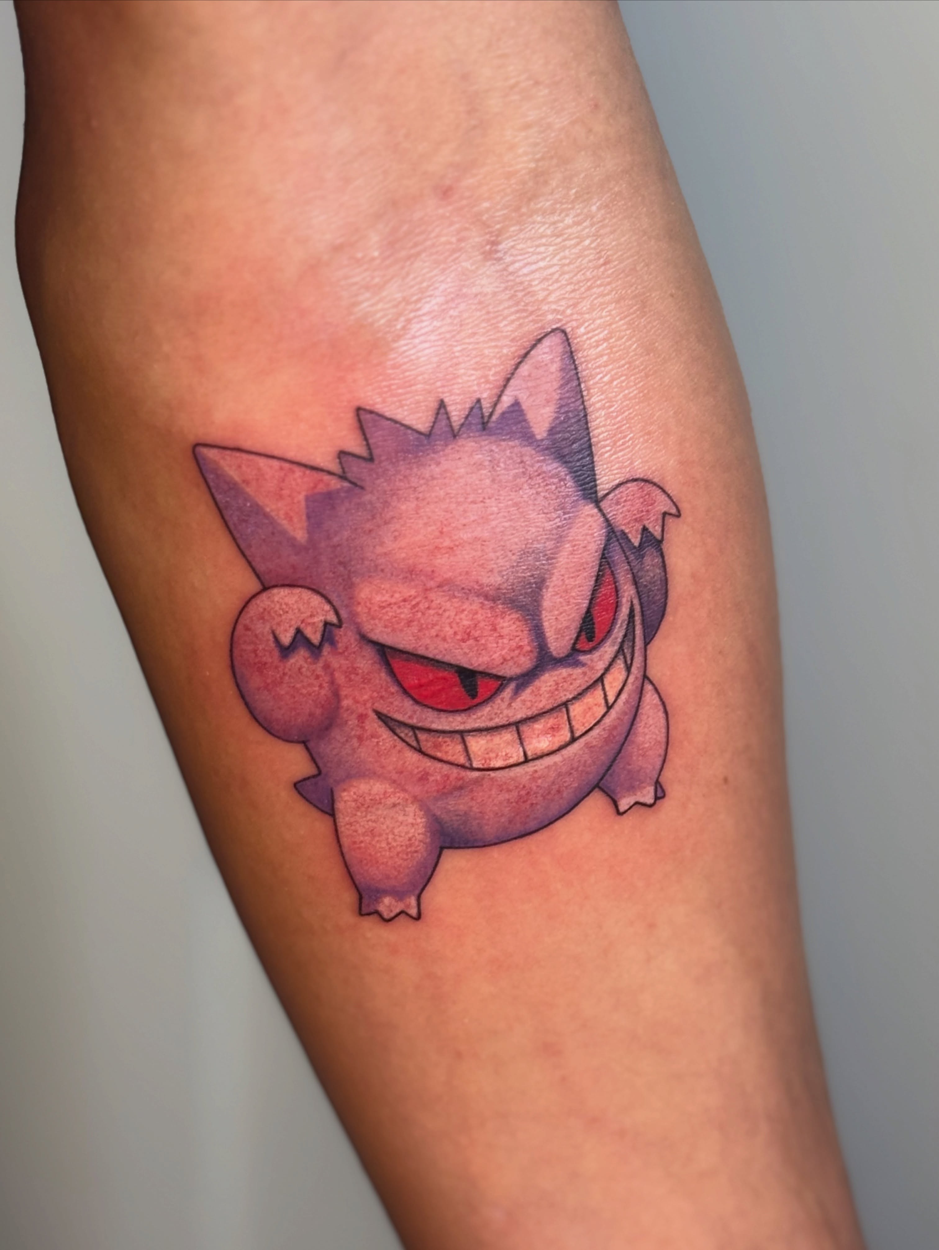Gengar dotwork tattoo on the forearm by Leti