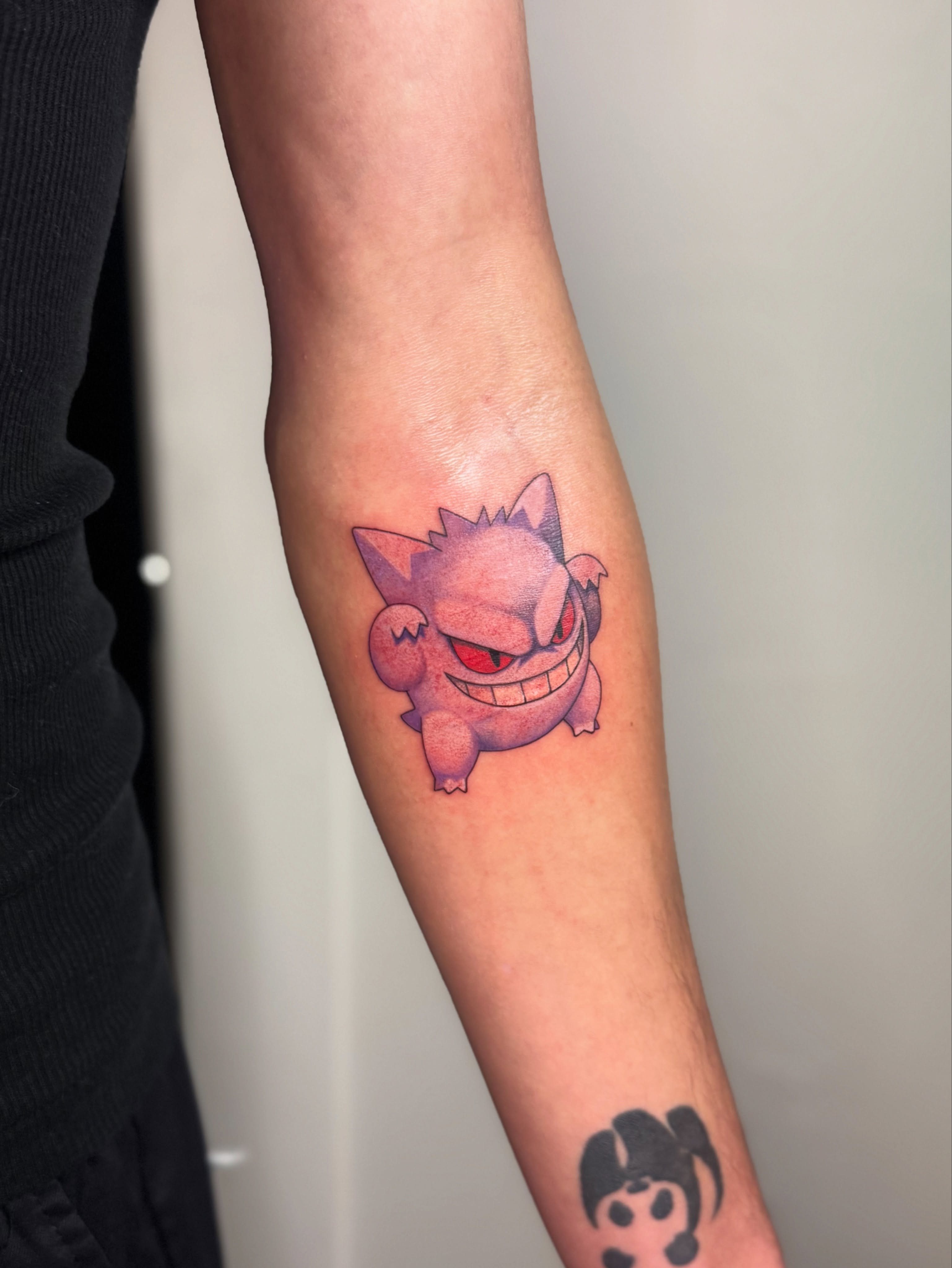 Gengar dotwork tattoo on the forearm by Leti
