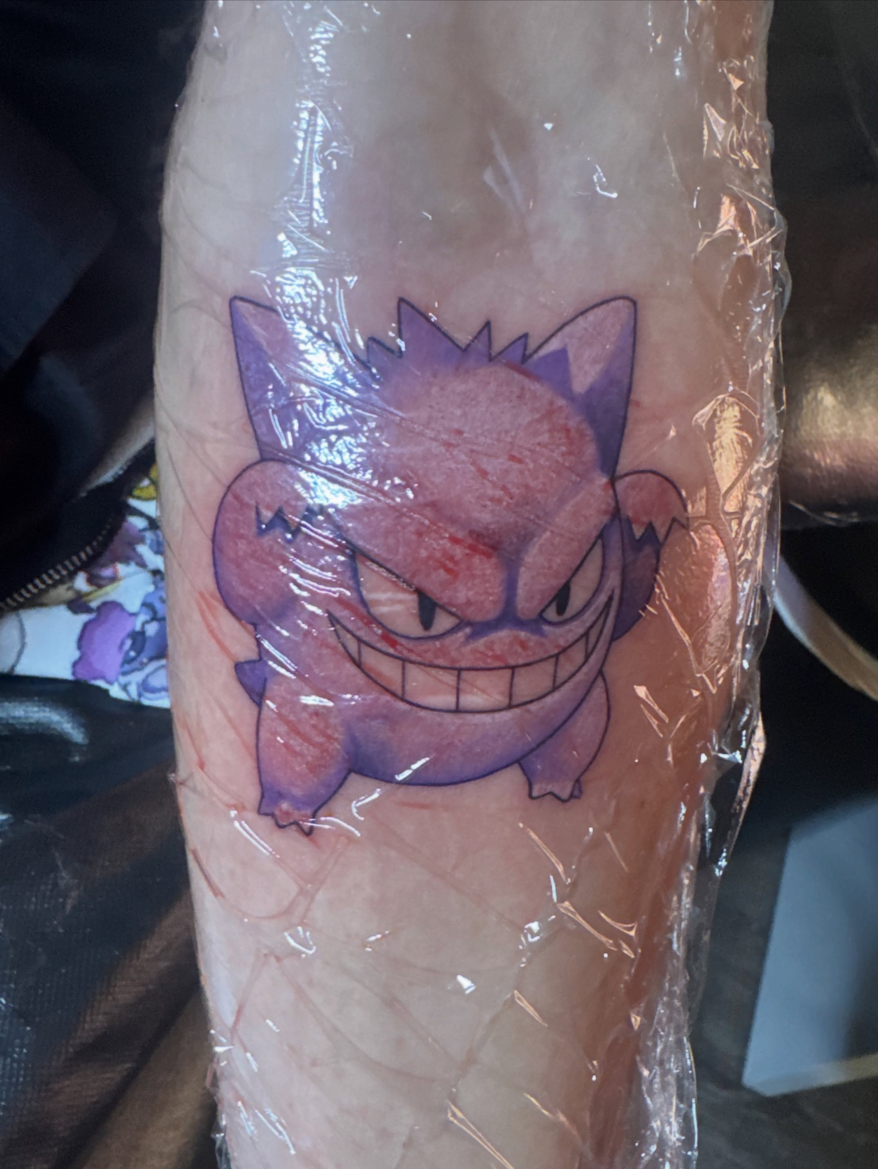 Gengar dotwork tattoo on the forearm by Leti