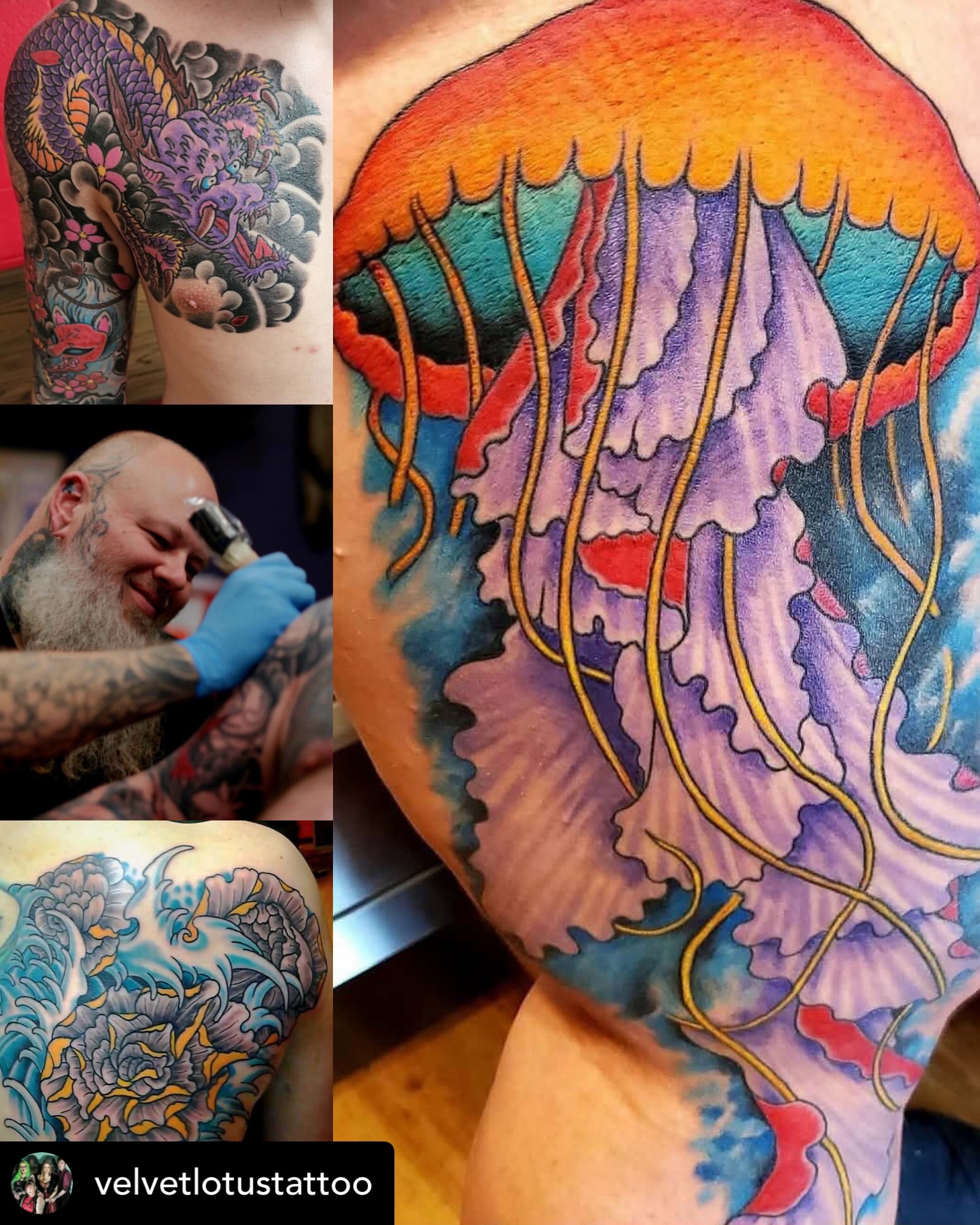 Jellyfish new school tattoo on the shoulder by Michelle Balhan