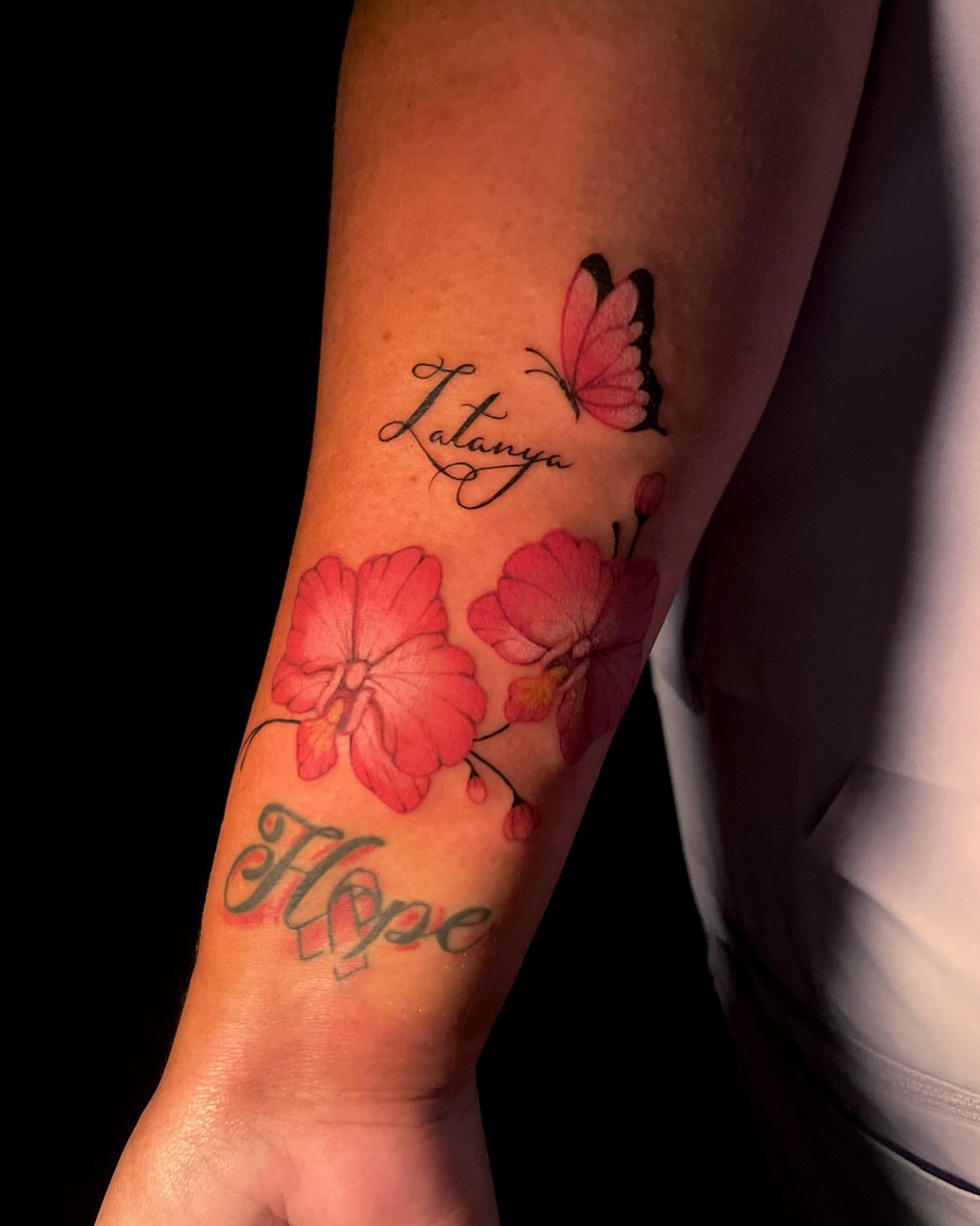 Cherry blossoms and butterfly watercolor tattoo on the forearm by 𝕲𝖗𝖆𝖈𝖊 🥀 ᴛᴀᴛᴛᴏᴏ
