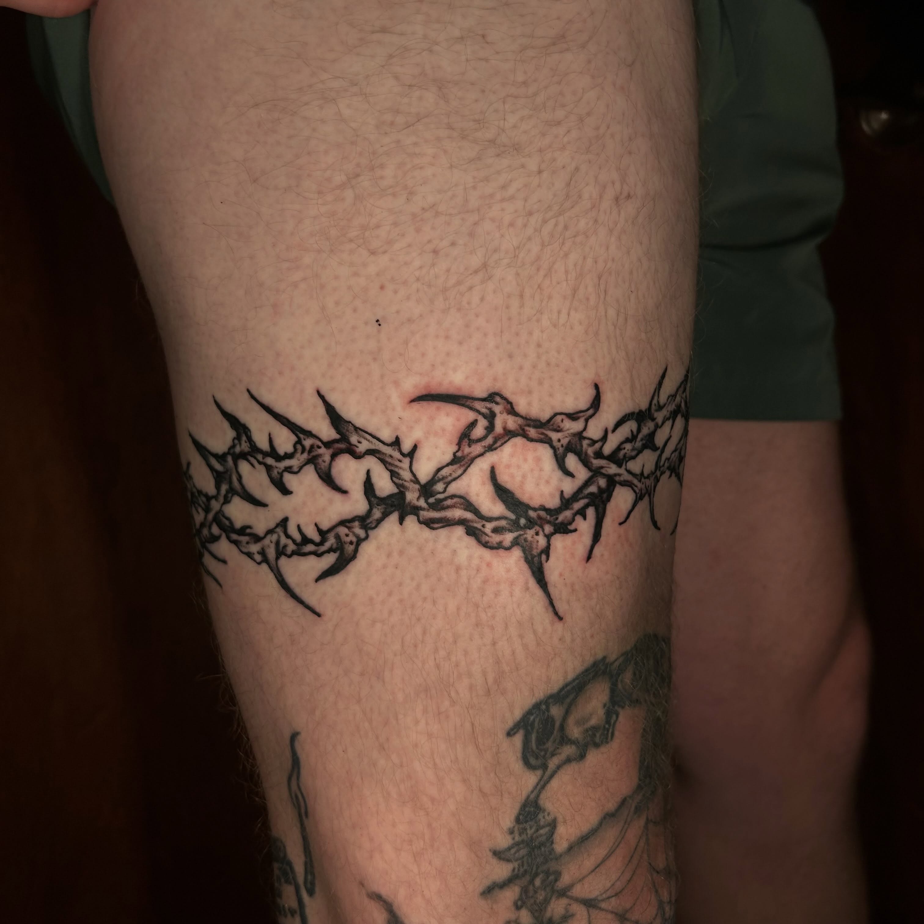 Thorn crown black and grey tattoo on the forearm by Chuckthegirl