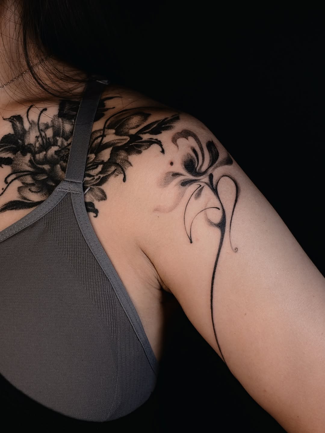 Tattoo by @maimaitatt — black_and_grey, fine_line