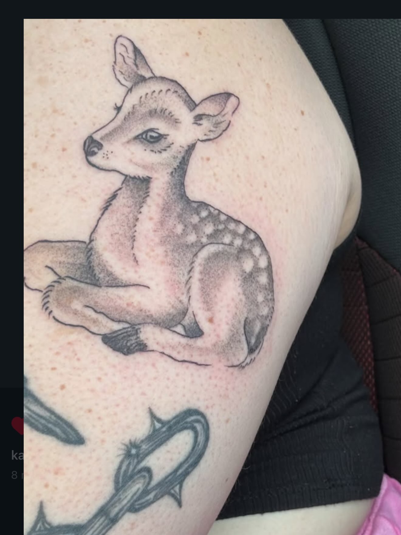 Deer dotwork tattoo on the thigh by Daniel Smith