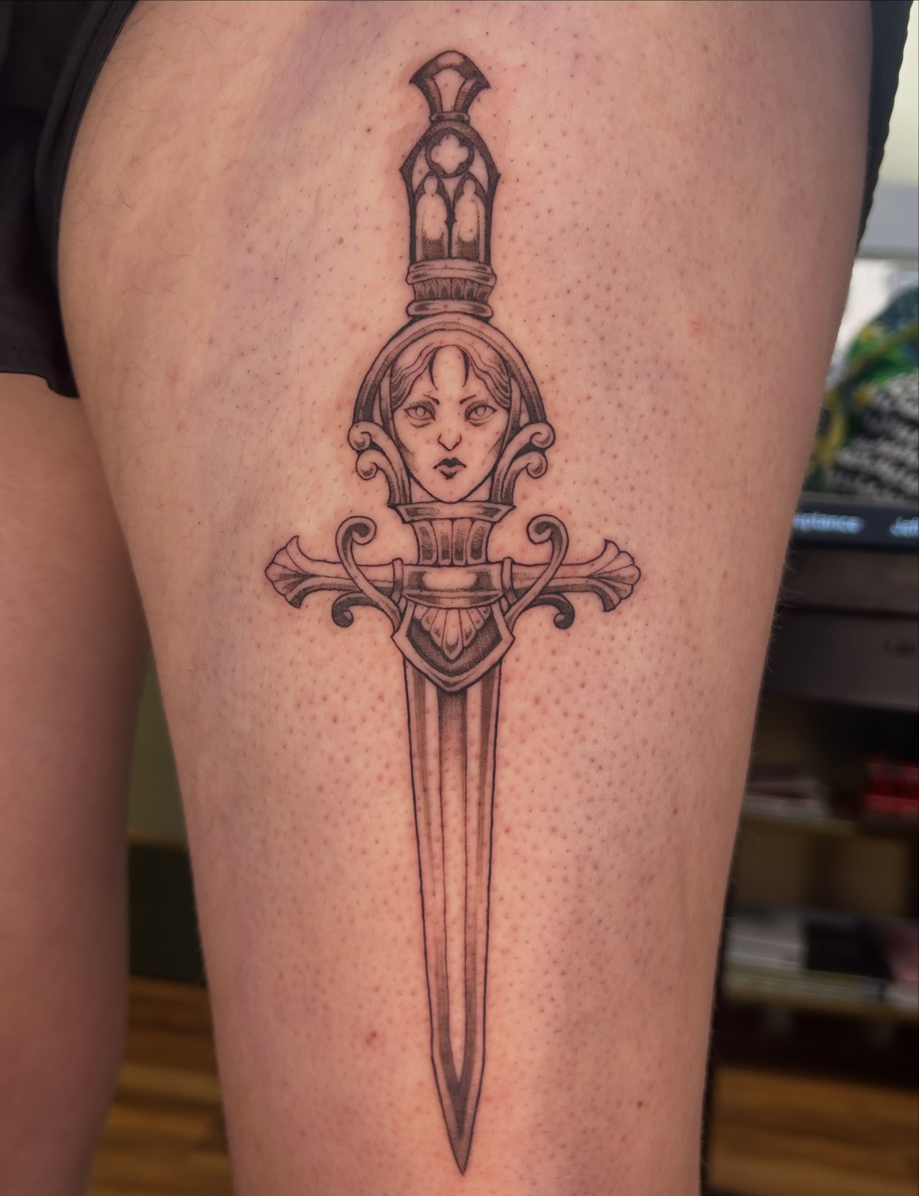 Tattoo by @thecursedmagus — black_and_grey, geometric