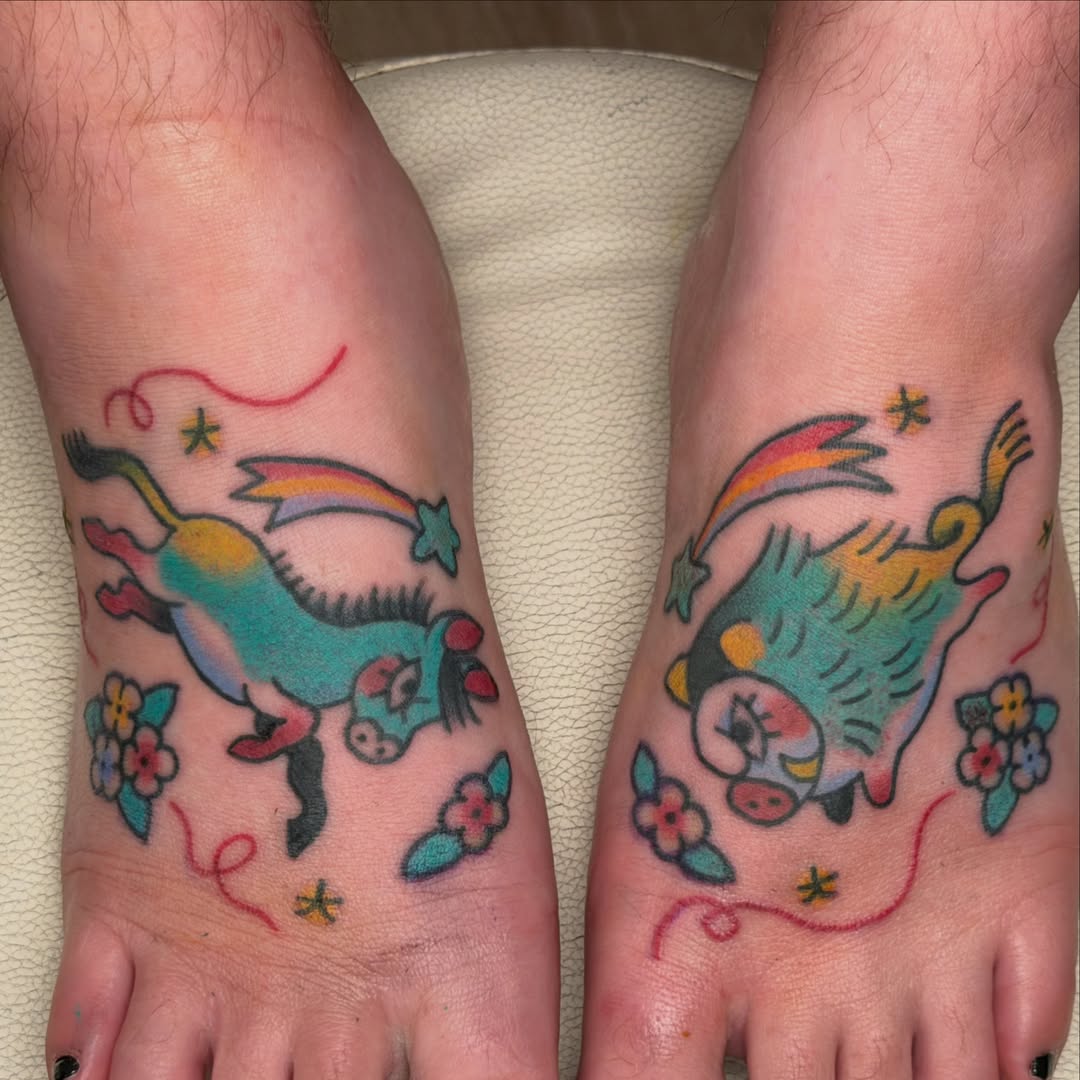 Koi fish American traditional tattoo on the foot by Gus Roach Graves