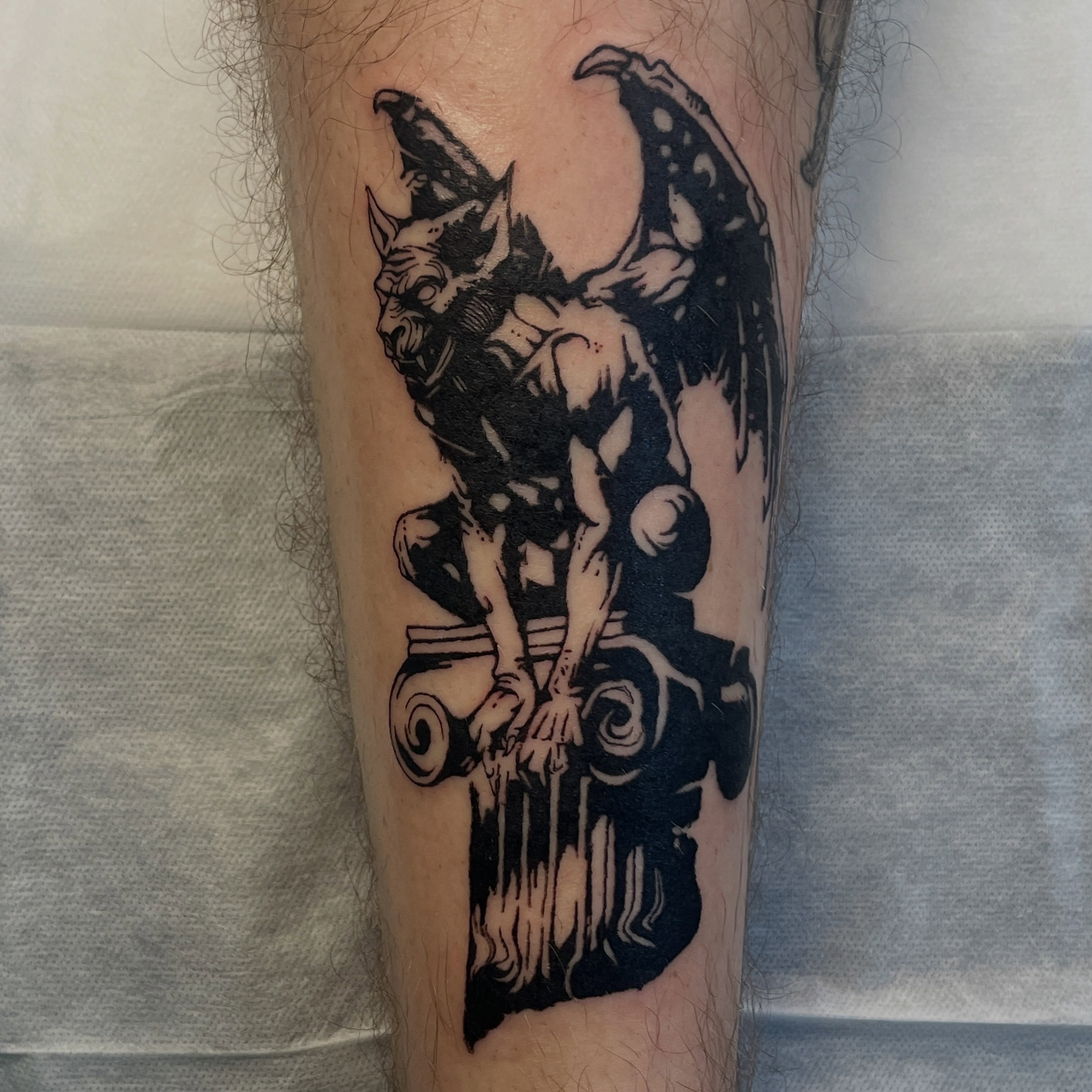 Demon black and grey tattoo on the forearm by Koreatattoo Seoultattoo hongdaetattoo 서울타투