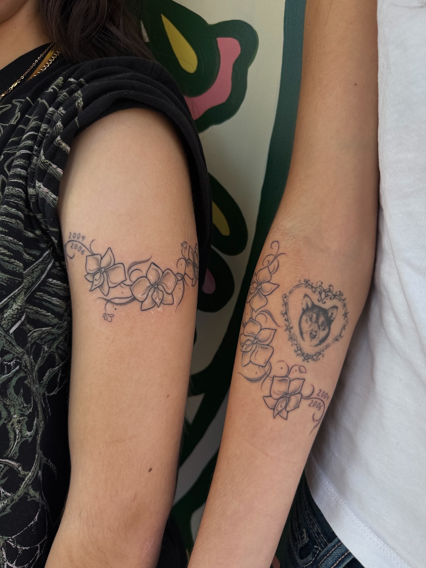 Flowers and wolf black and grey tattoo on the forearm by gabrielle rosemary ποΈ