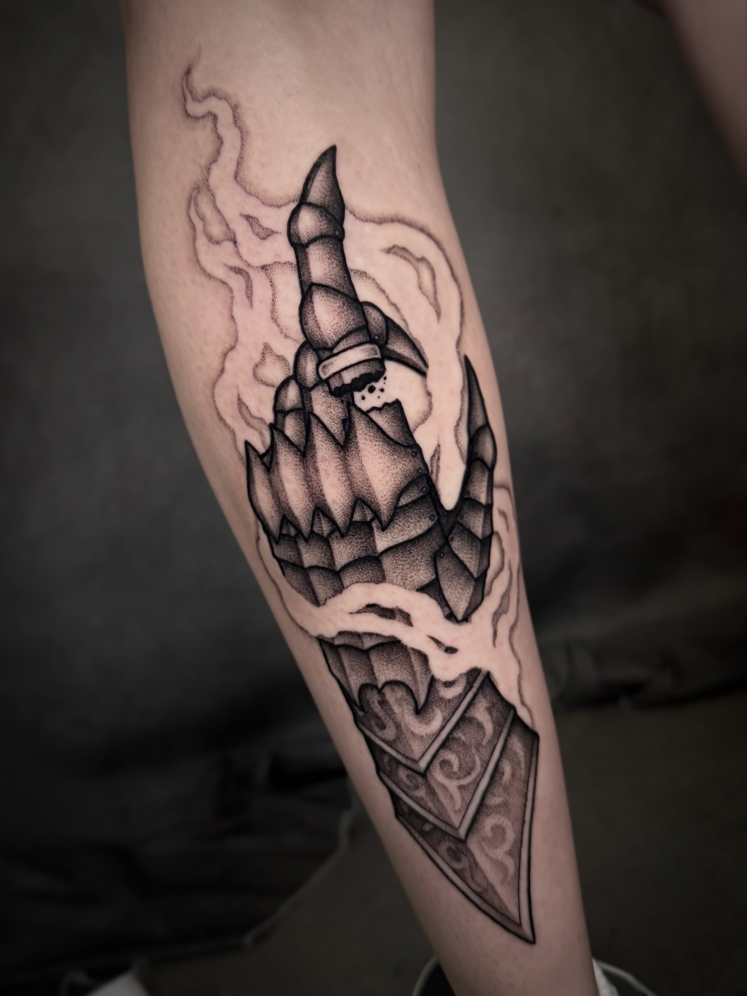 Tattoo by @d.lucian.tattoos — dotwork, black_and_grey