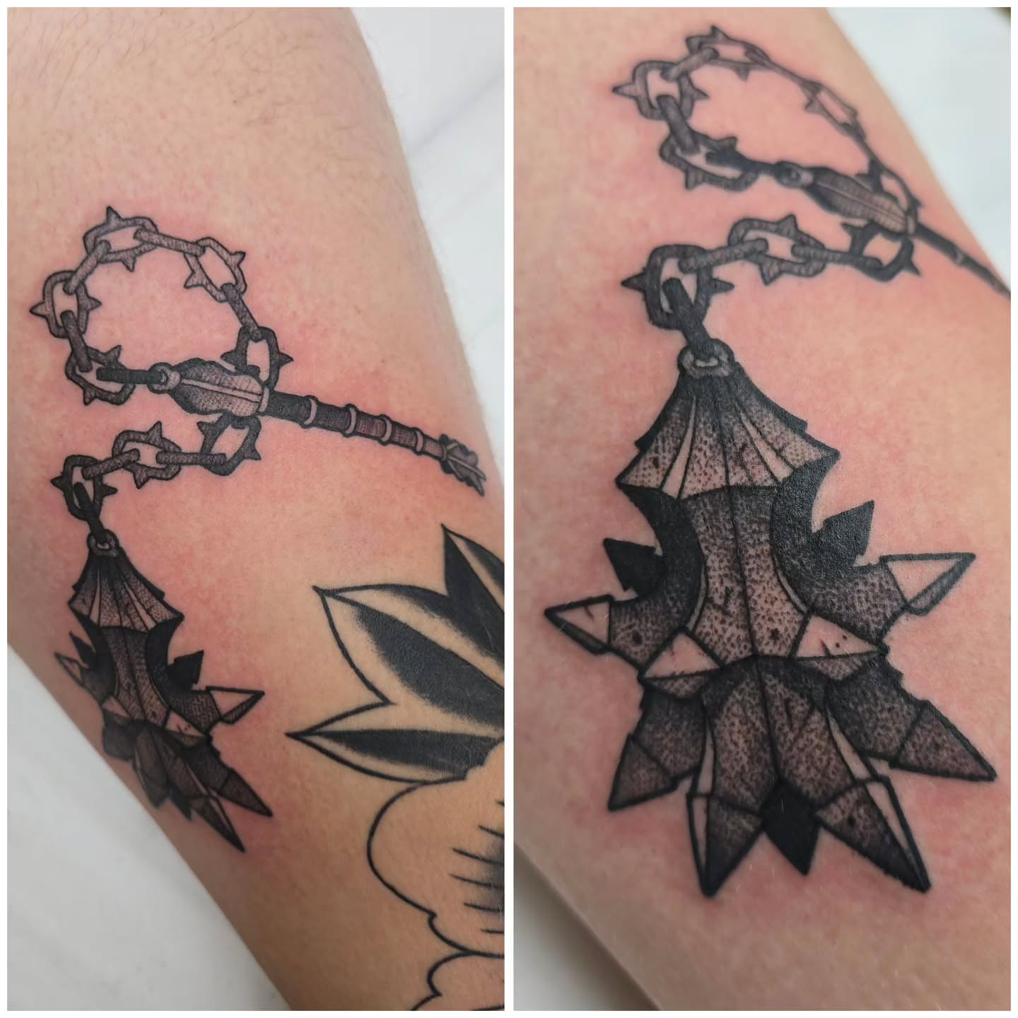 Tattoo by @catsclawtattoo — black_and_grey, geometric