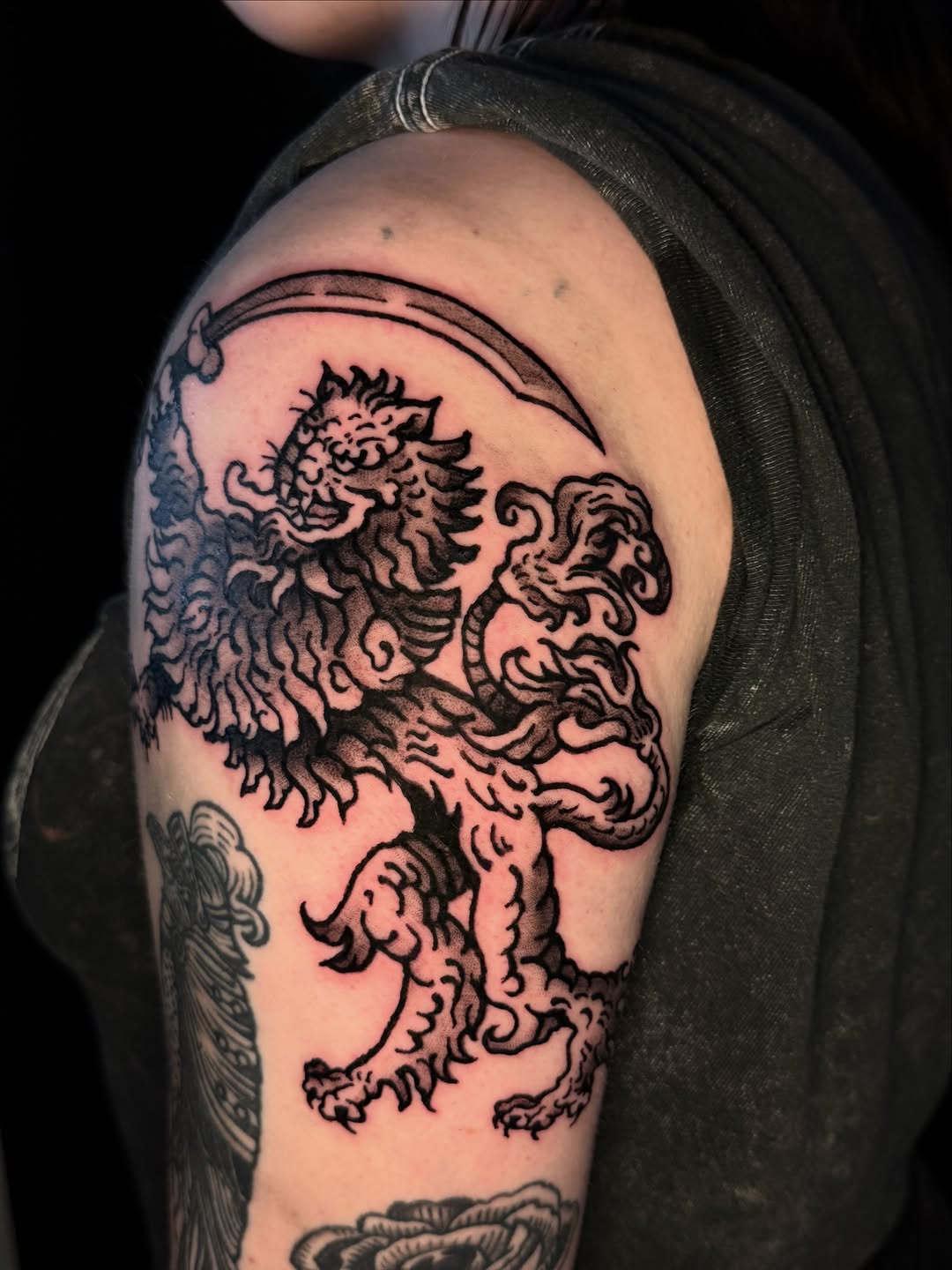 Tattoo by @hexcellenta — blackwork, dotwork