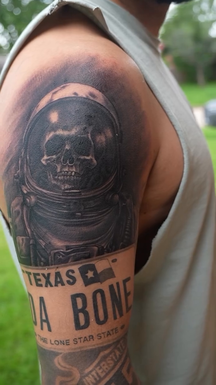 Tattoo by @bornrebel_tattoos — realism, black_and_grey
