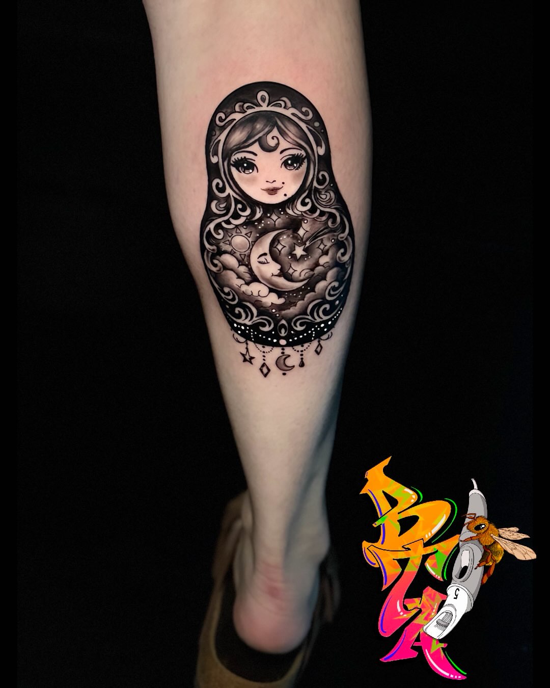 Matryoshka doll illustrative tattoo on the forearm by Blair The Artist!