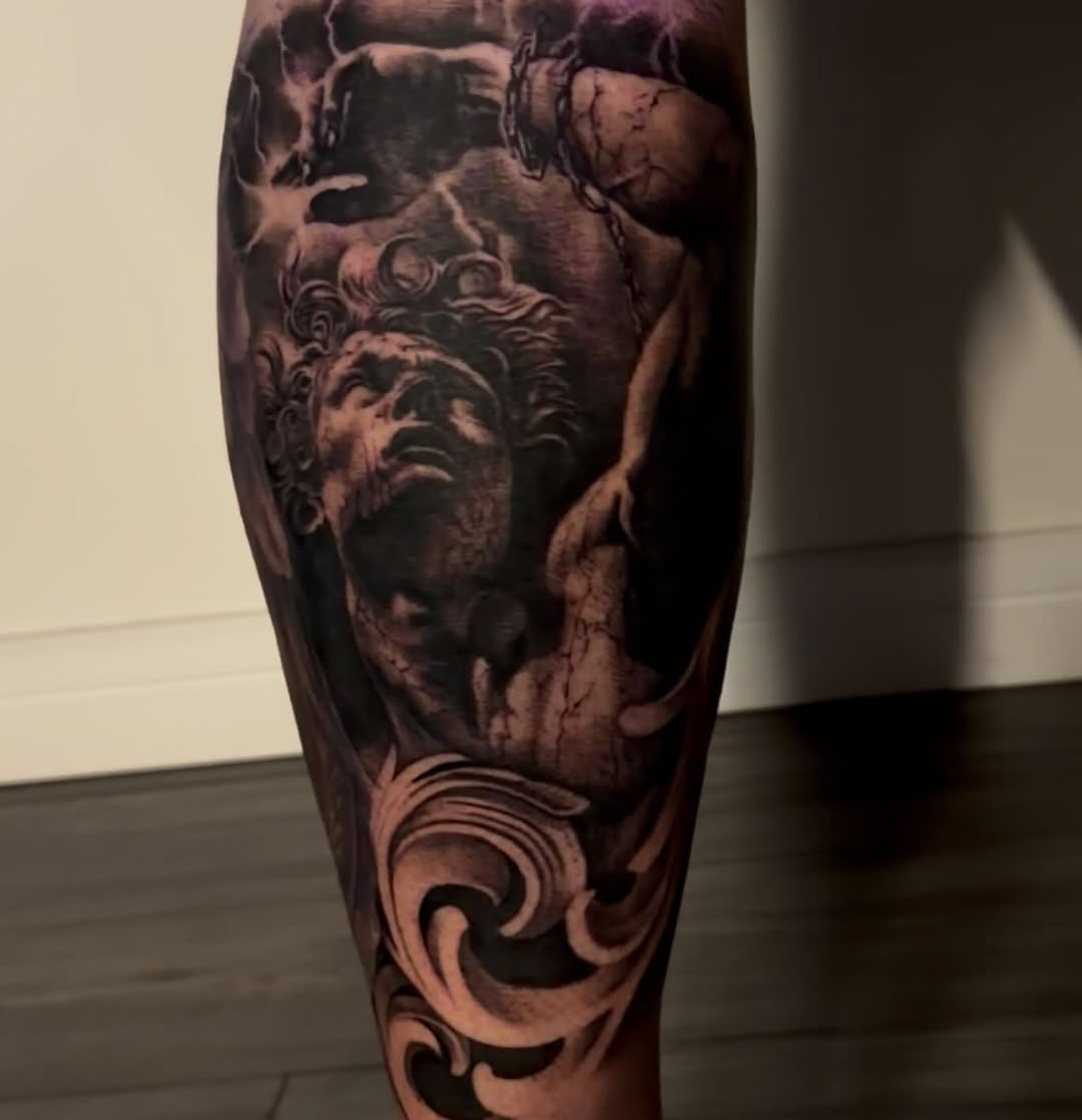 Tattoo by @tazhotzon — realism, black_and_grey