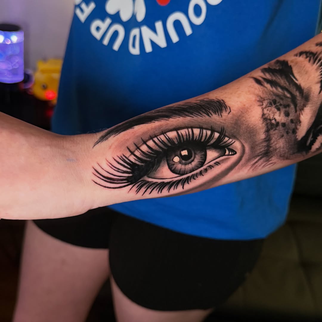 Eye realism tattoo on the forearm by Quentin Stevenson, Slidell, Louisiana