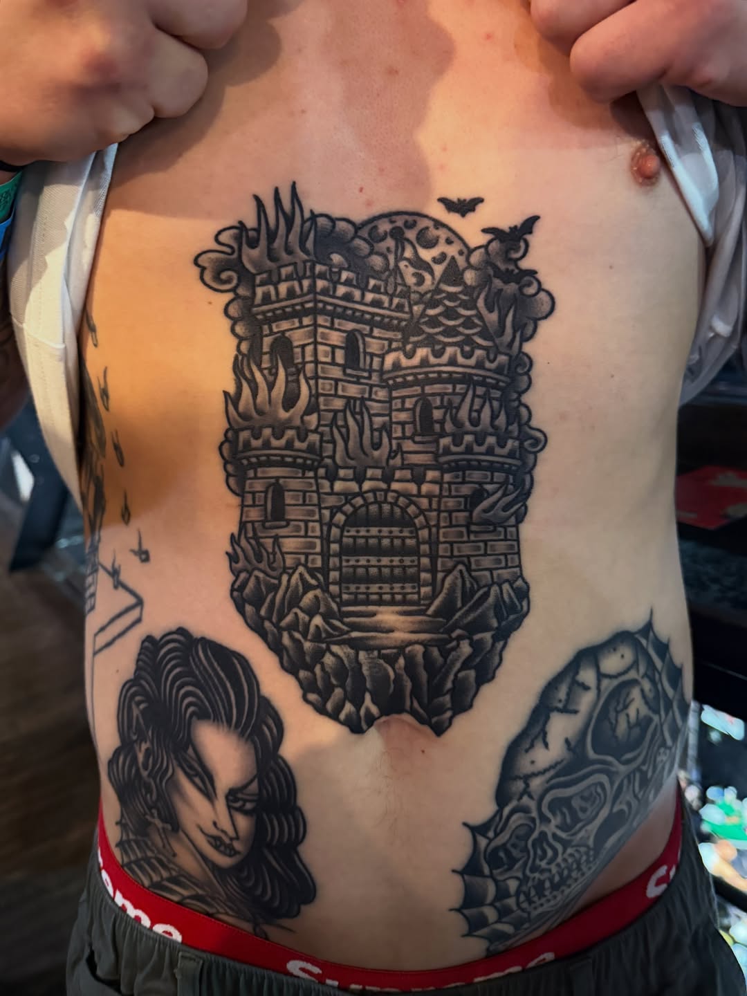 Tattoo by @tonykaplantattoo — black_and_grey, dark_realism