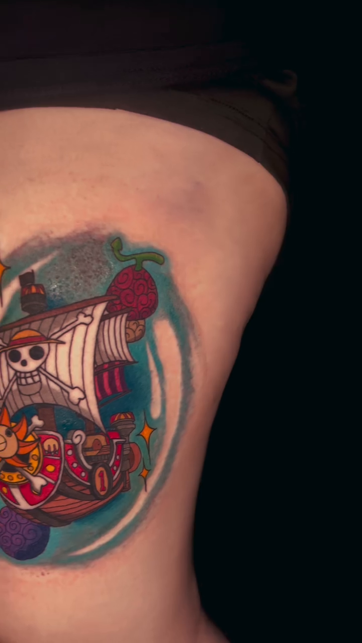 Going Merry ship anime tattoo by Ashley Fino, Las Vegas, Nevada