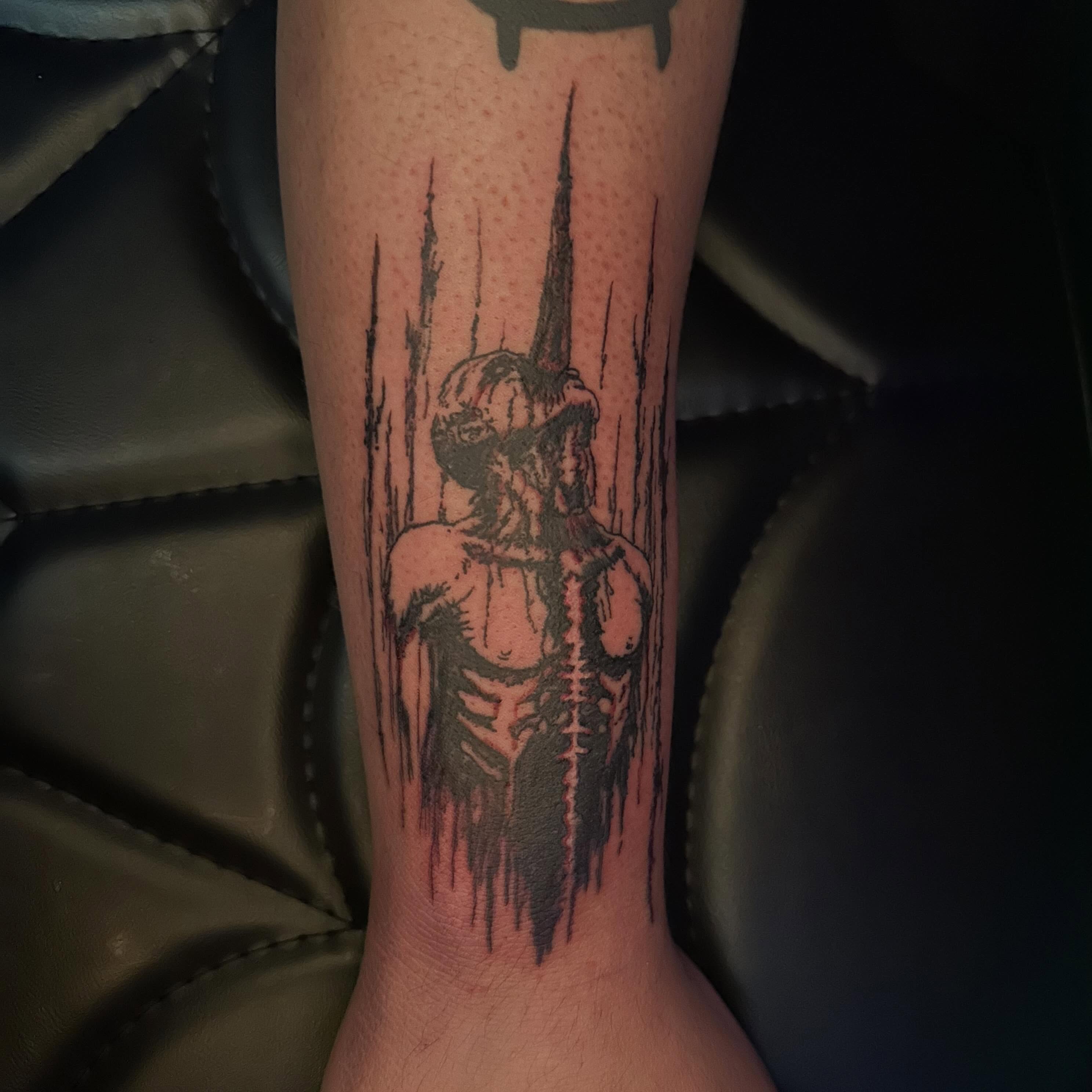 Tattoo by @needlecakeinc — black_and_grey