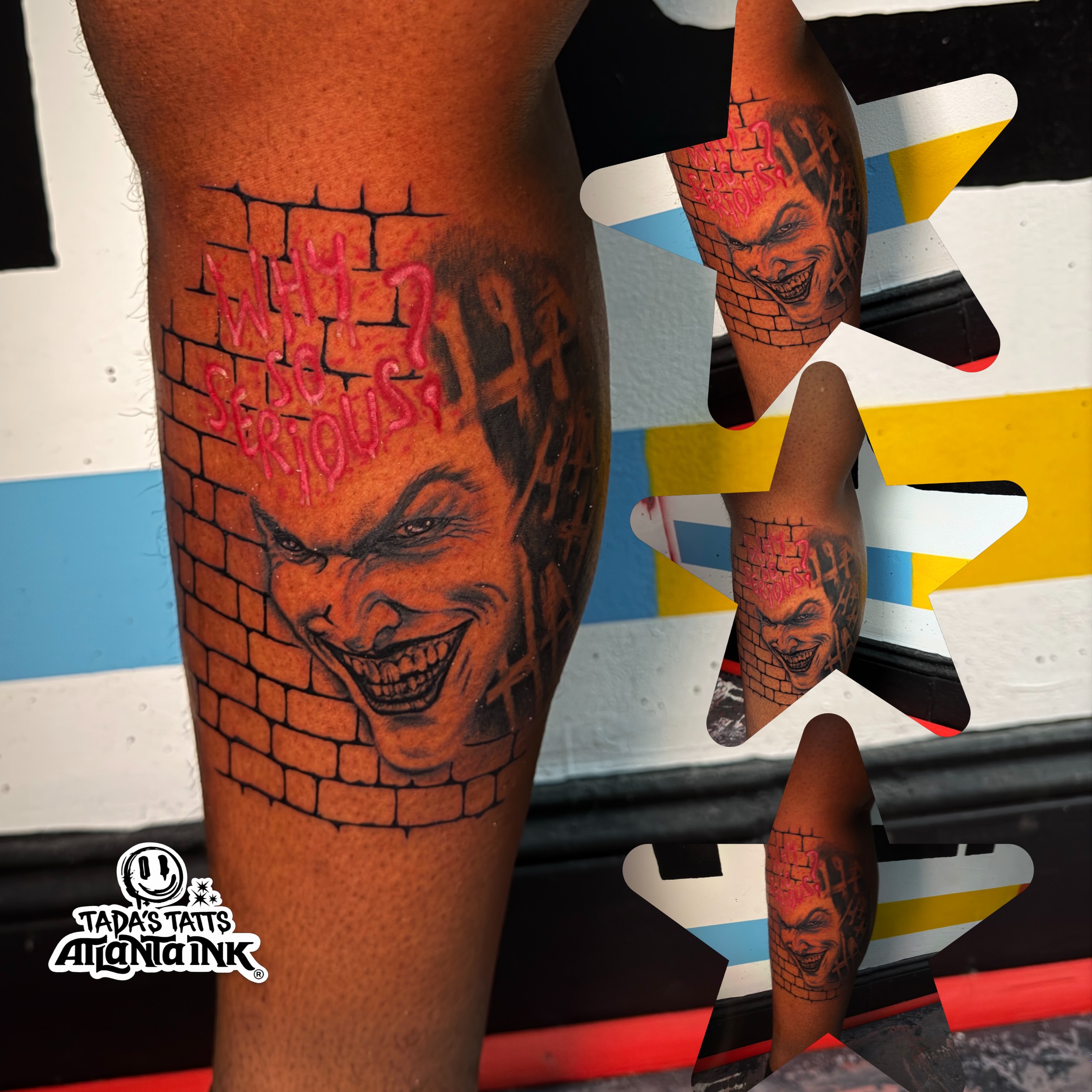 Joker realism tattoo on the leg by thee Magician🧞♀️, Atlanta, Georgia