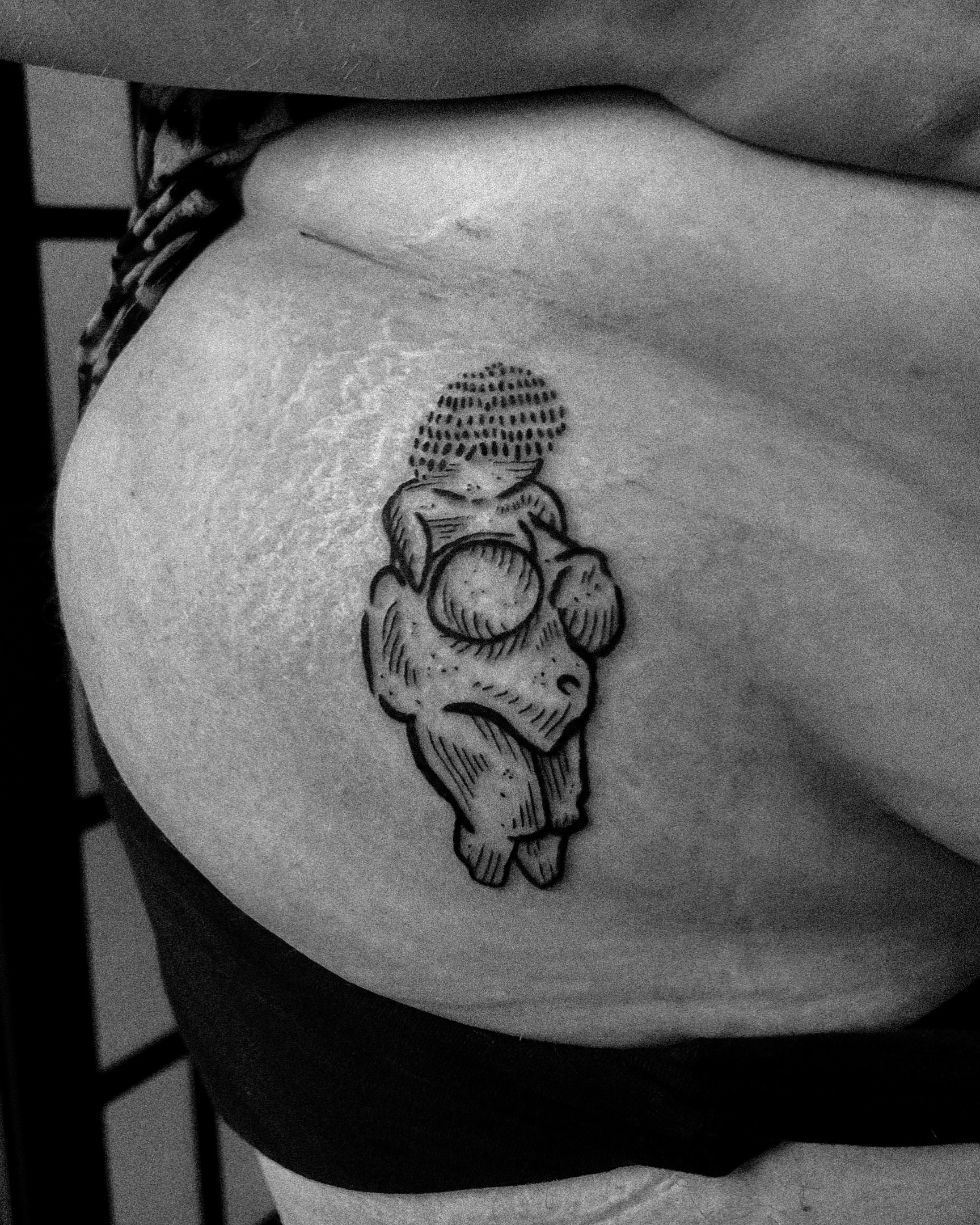 Ancient artifact black and grey tattoo by Morgan Diann