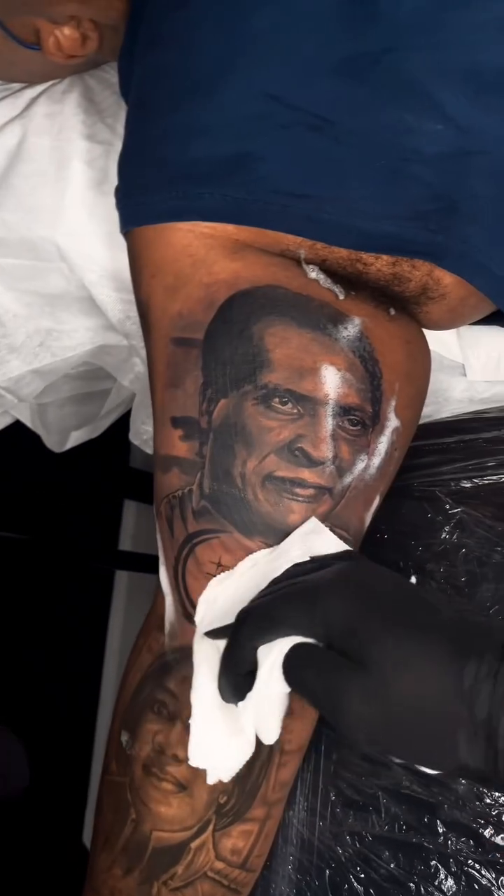 Portrait of a man realism tattoo by Love